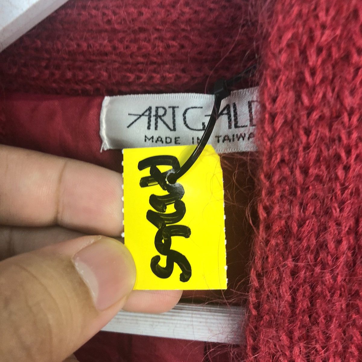 Homespun Knitwear Art Galde Red vintage Cardigan mohair Knitwear #A2265 Size XL / US 12-14 / IT 48-50 - 9 Thumbnail