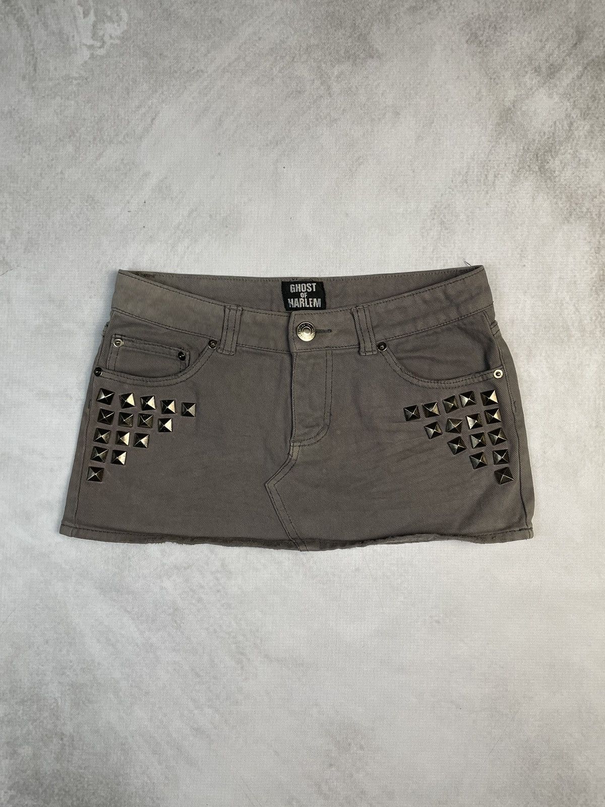 Japanese Brand Y2k Ghost of Harlem Studded Mini Skirt Gyaru Gal Punk Grunge Size 26" / US 2 / IT 38 - 1 Thumbnail