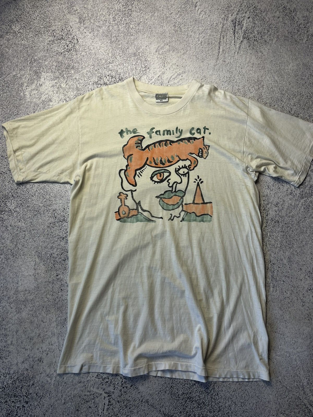 Vintage Vintage 1989 THE FAMILY CAT tom verlaine artwork t-shirts Size US XL / EU 56 / 4 - 6 Thumbnail