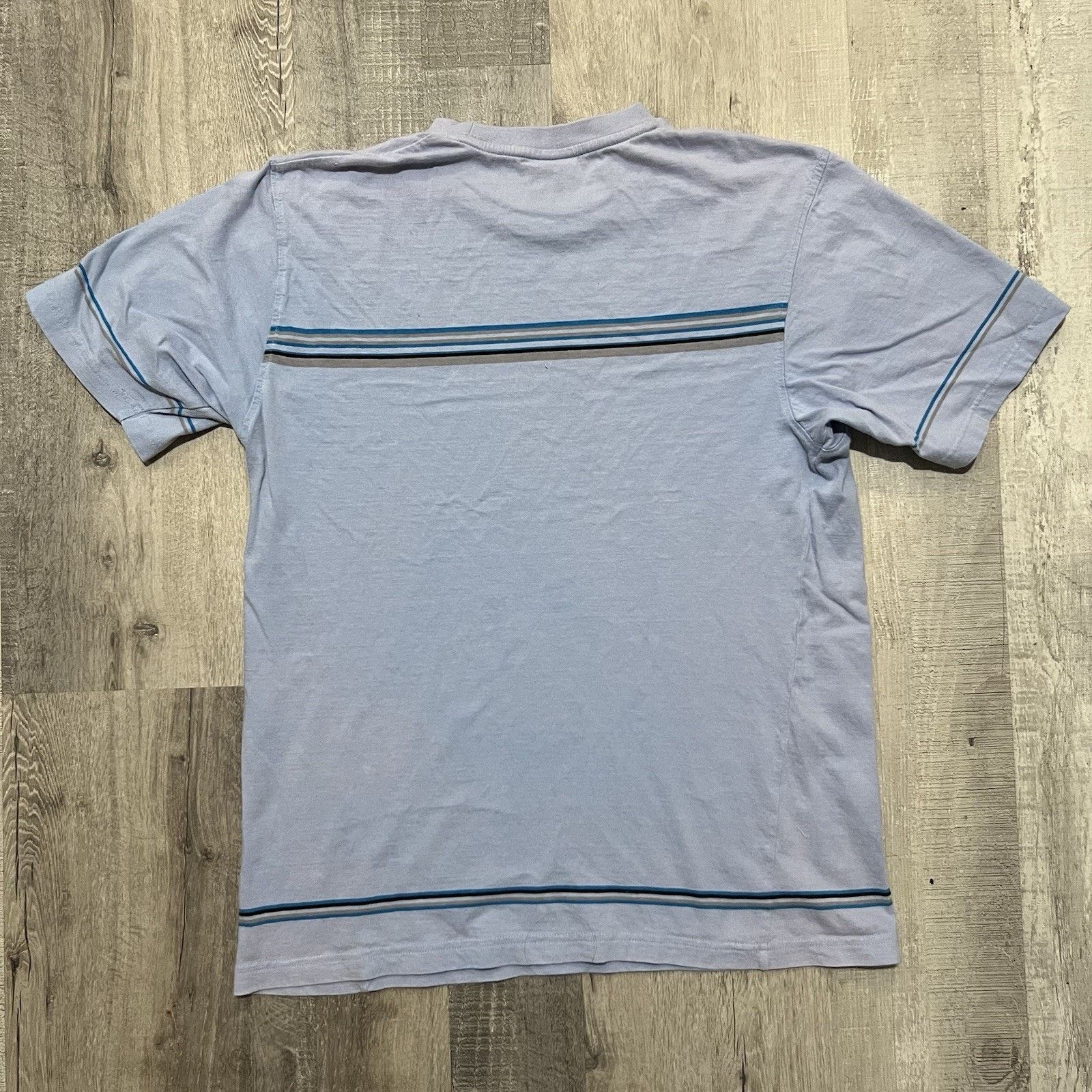 Vintage VTG Solo Semore Blue Skater Sun Faded Striped Y2K Surf Tee Size US L / EU 52-54 / 3 - 2 Thumbnail