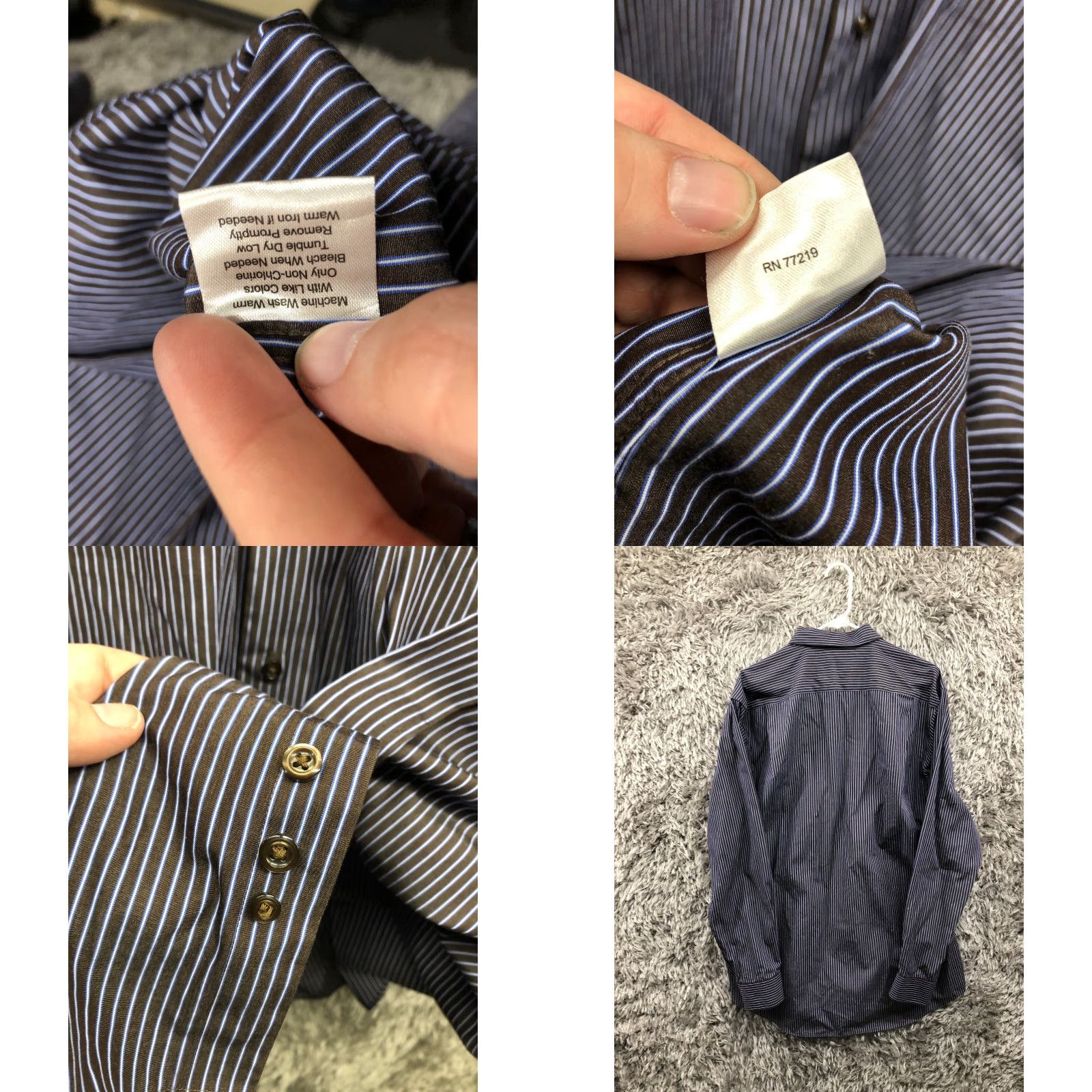 Pronto Uomo Pronto Uomo Shirt XLT Mens Black Striped Long Sleeve Spread Collar Shirt - Button-Up, Casual, Big & Tall, Classic Modern Outdoor Size US XL / EU 56 / 4 - 8 Thumbnail