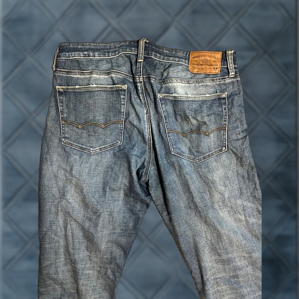 American Eagle Outfitters American Eagle Outfitters Jeans Mens Slim Straight 38x32 Blue Denim 360 Extreme Flex, 5-Pocket, Distressed, Stretch, Regular Size Size US 38 / EU 54 - 1 Thumbnail