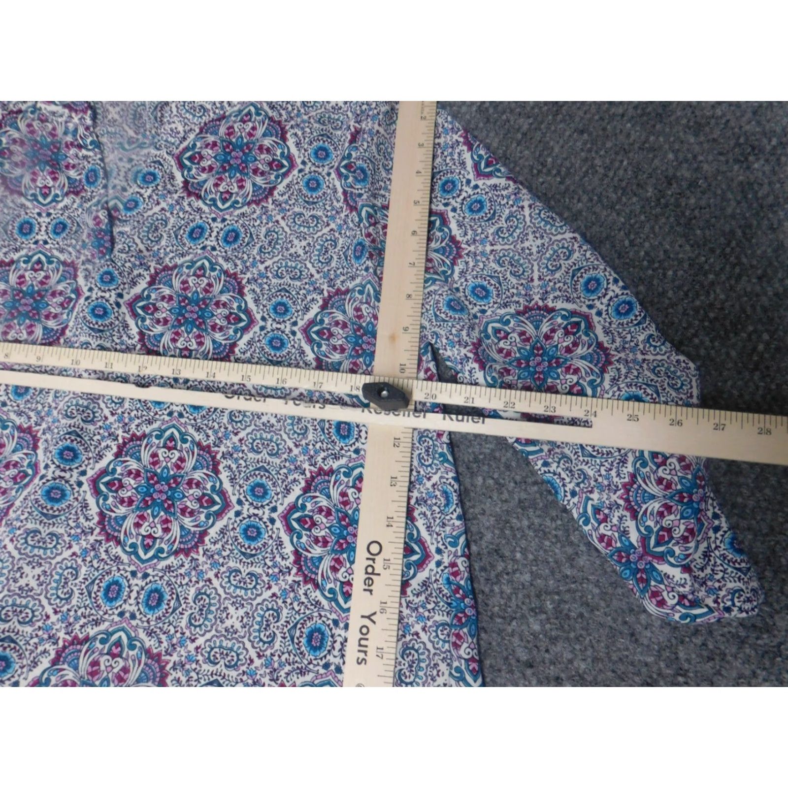 Vintage Pink Rose Womens Blouse Large Blue floral pullover Size L / US 10 / IT 46 - 4 Thumbnail