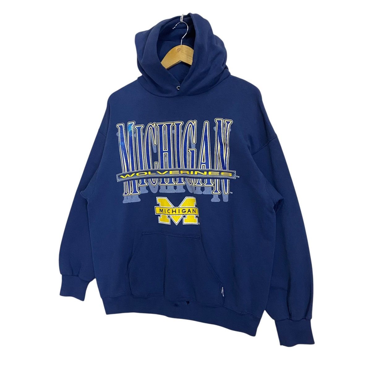 NFL Vintage 90s Michigan Wolverines Big Logo Crewneck Hoodie Size US L / EU 52-54 / 3 - 3 Thumbnail