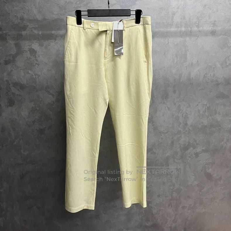 Dior Beige Pearl Button Straight Casual Pants.