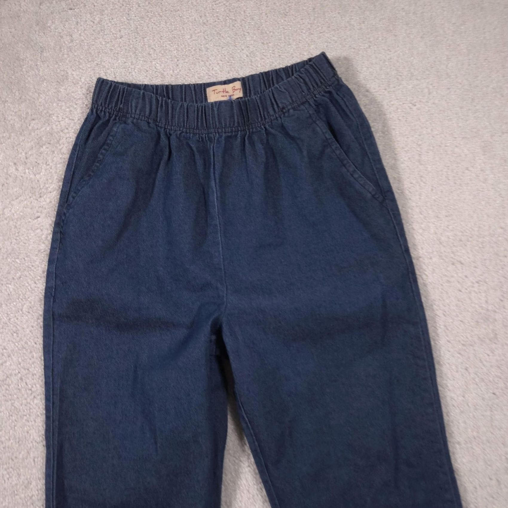 Denime Turtle Bay Jeans Womens Small Denim Elastic Waist Pull On Capri Capri Jeans Casual Pants (S) Blue Denim Pull On Relaxed Straight 20in Inseam Womens Size 28" / US 6 / IT 42 - 4 Thumbnail