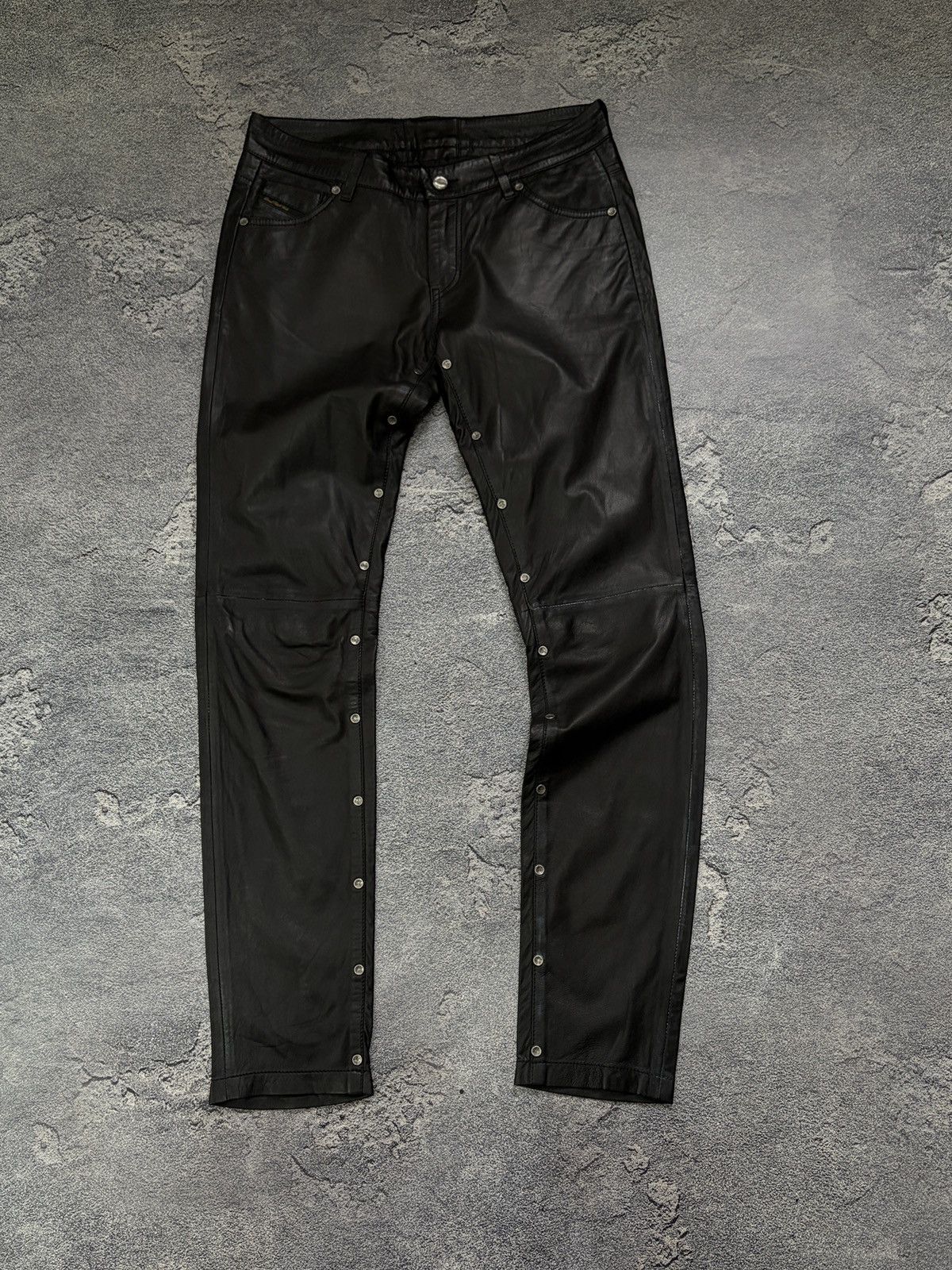 Diesel Black Gold Diesel Black Gold Lambskin Leather Pants Snap Detail 27 Size 27" / US 4 / IT 40 - 3 Thumbnail