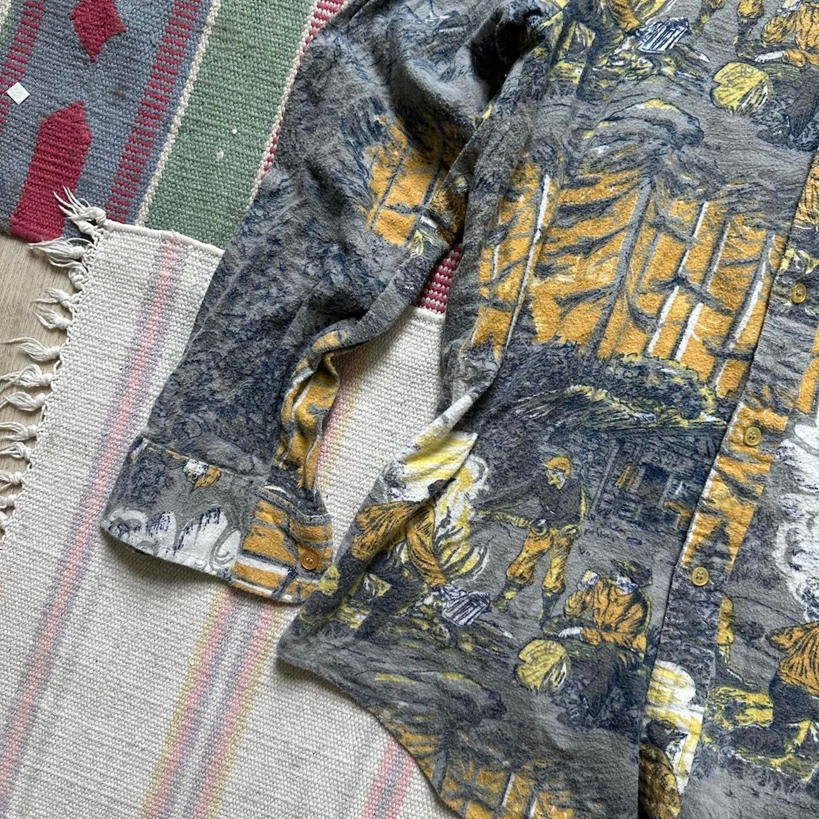 Vintage Rare 70s Cotton All Over Print Western Retro Button Up Shirt Size US M / EU 48-50 / 2 - 2 Thumbnail