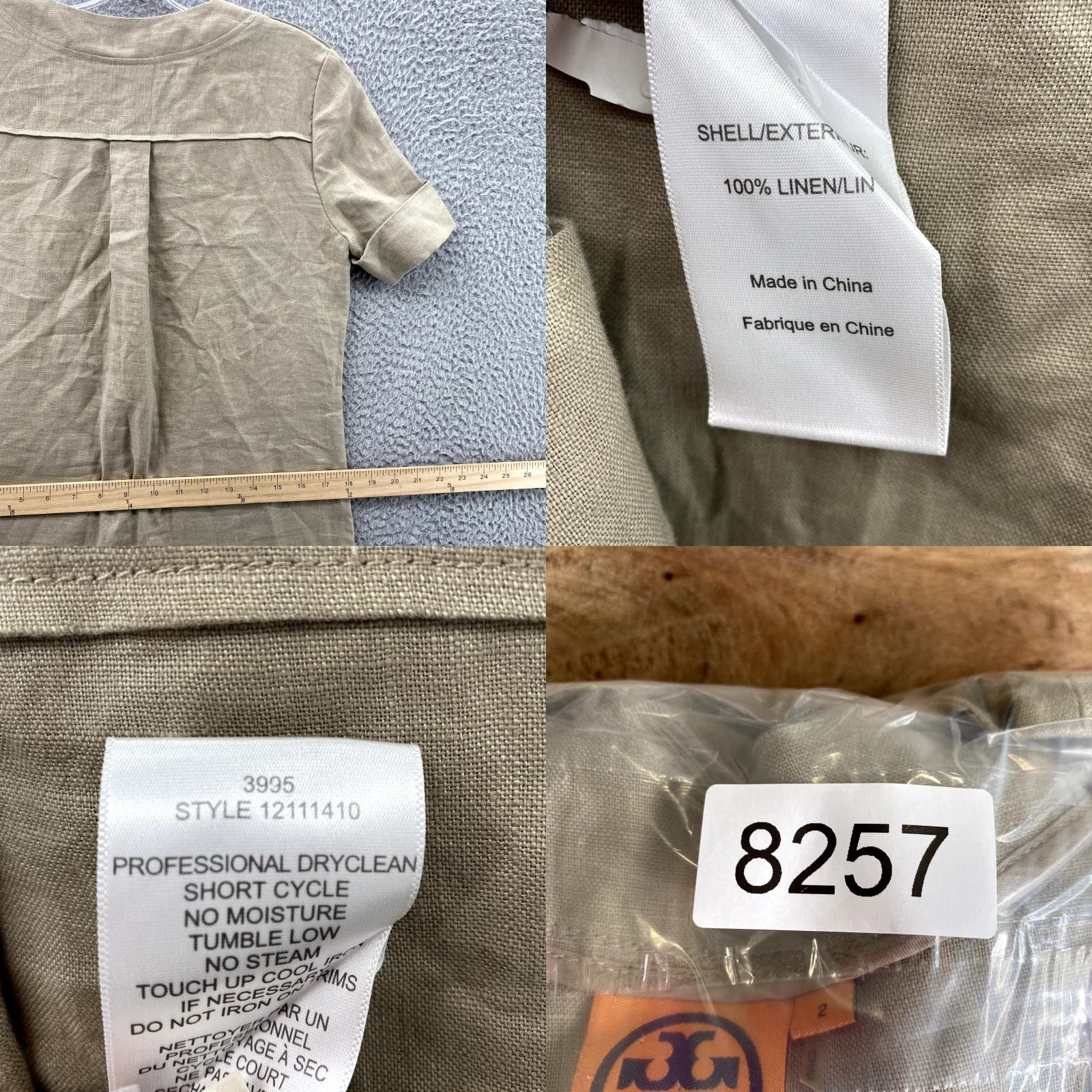 Tory Burch Tory Burch Dress Women's 2 Khaki V-Neck Linen Shift Classic core Safari Office Size XS / US 0-2 / IT 36-38 - 8 Thumbnail