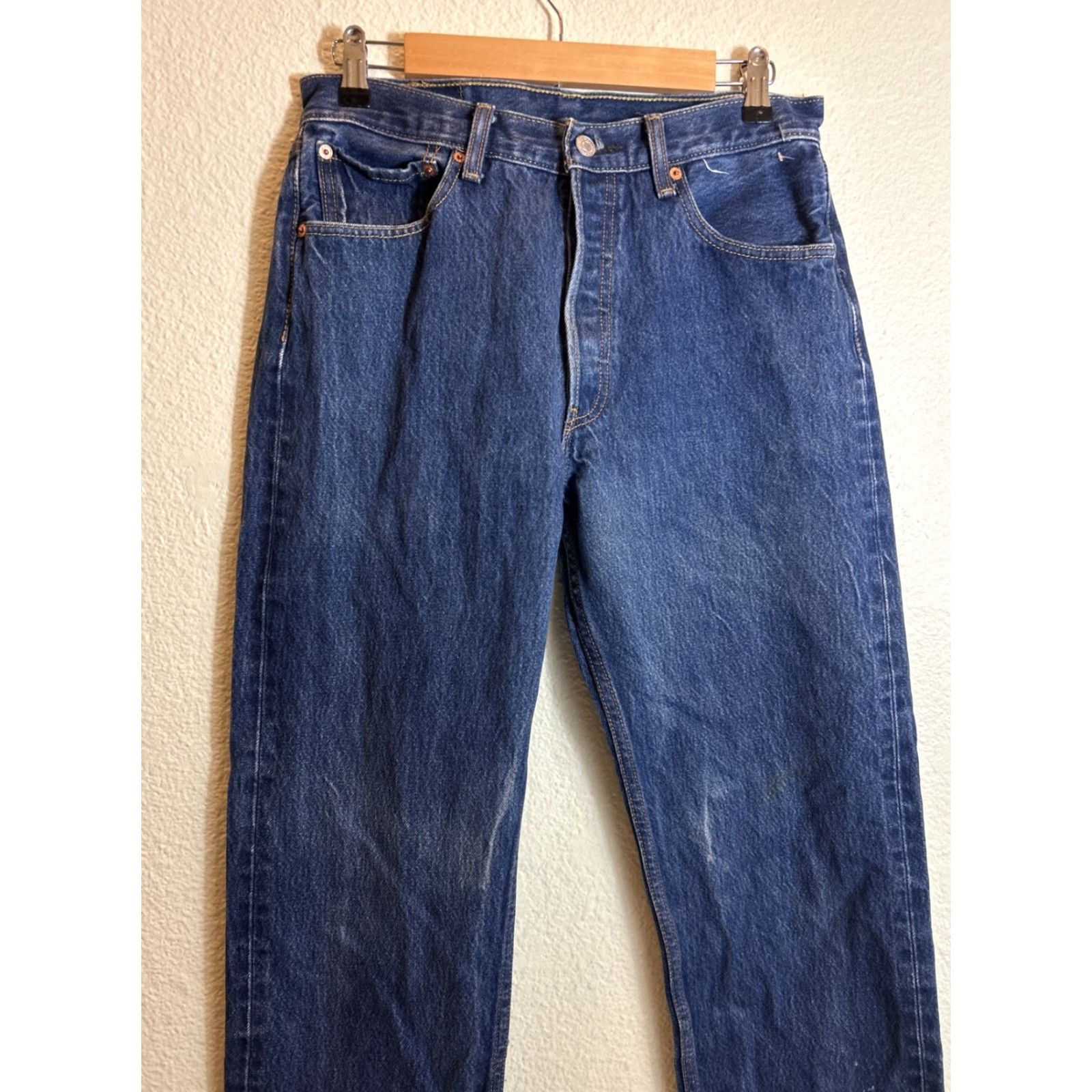 Levi's VINTAGE Levi's 501 Button Fly Jeans Dark Wash 32x34 Men Regular Blue Straight 90s Size US 32 / EU 48 - 7 Thumbnail