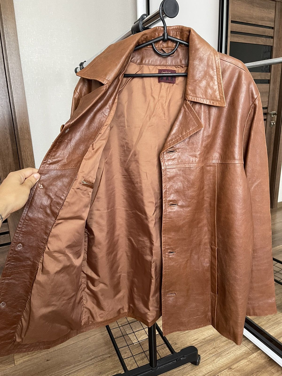 Yohji Yamamoto A.A.R Yohji Yamamoto Vintage Leather Coat Jacket 90s Size US L / EU 52-54 / 3 - 7 Thumbnail