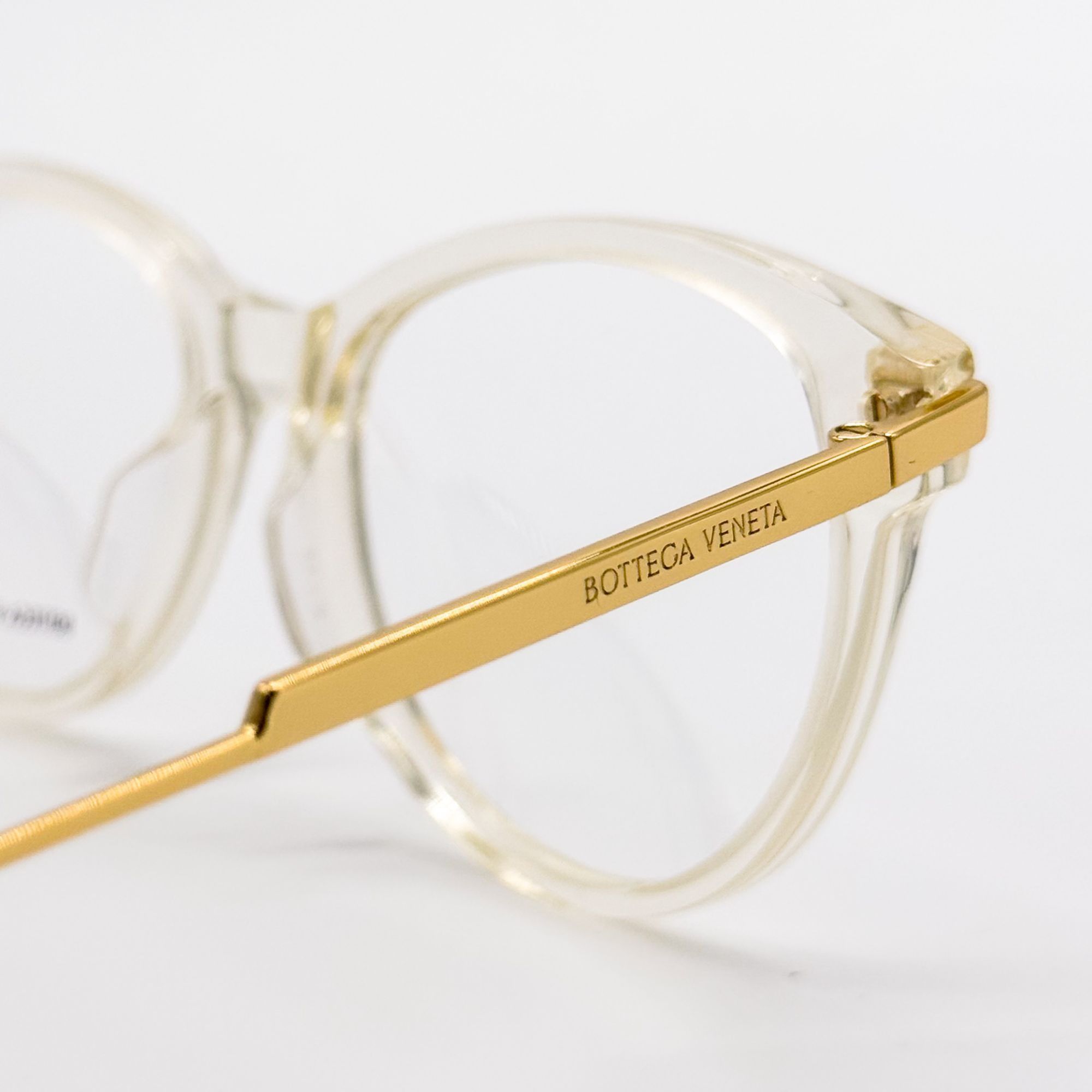 Bottega Veneta NEW BOTTEGA VENETA EYEGLASSES BV1039O 003 ROUND BEIGE TRANSP Size ONE SIZE - 5 Thumbnail