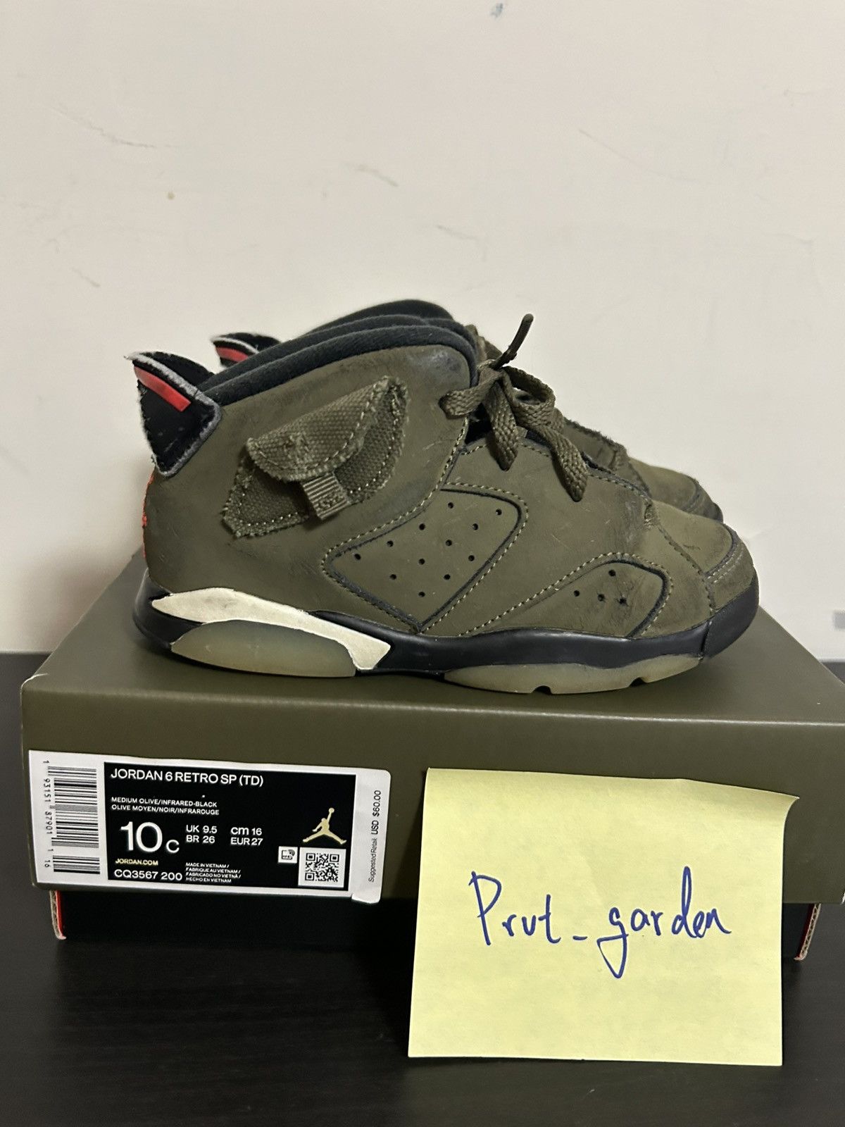 Nike (Kids) Nike Jordan 6 Travis Olive TD 10C Size US 5 / EU 37 - 1 Thumbnail