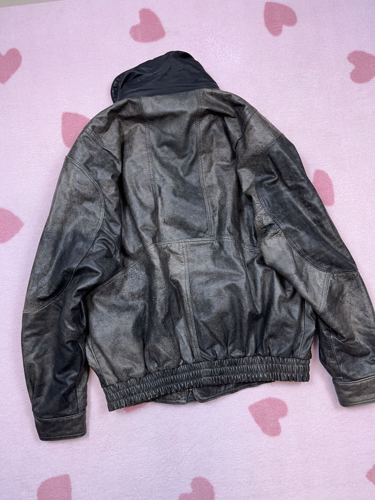 Genuine Leather × Japanese Brand × Vintage ➕ 90s vintage insane patina fade boxy leather flyer jacket Size US XL / EU 56 / 4 - 4 Thumbnail