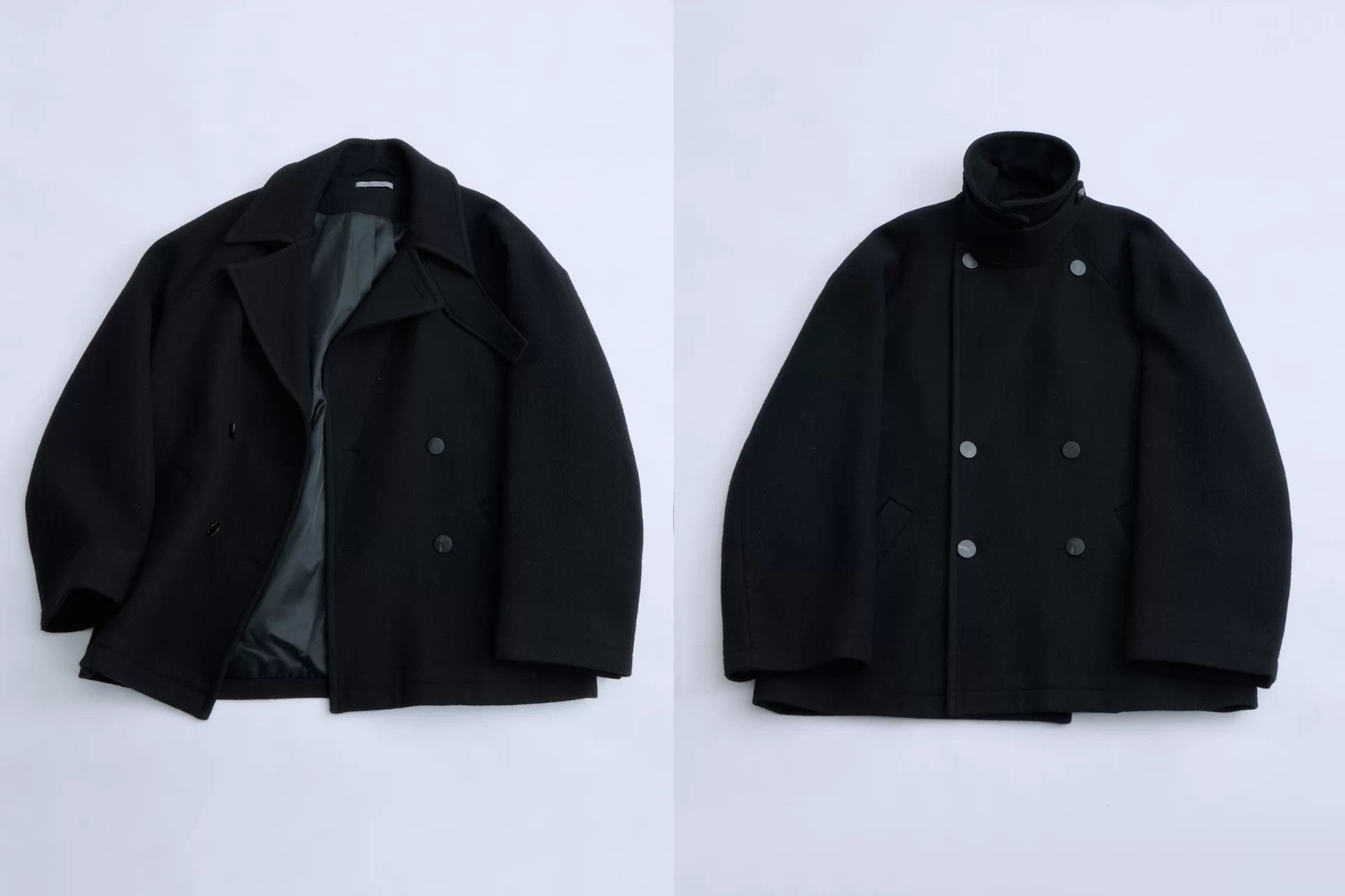 Structure STRUCTURA black boxy double-breasted wool short pea coat Size M / US 6-8 / IT 42-44 - 8 Thumbnail