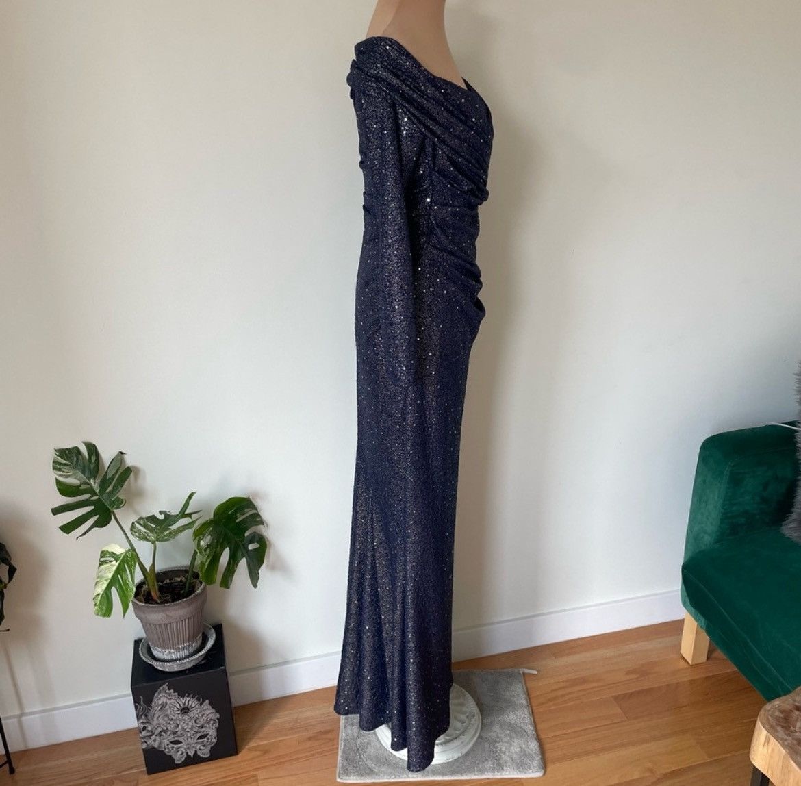 Other Talbot Runhof Glitter Sequin Off The Shoulder Metallic Gown Size M / US 6-8 / IT 42-44 - 4 Thumbnail