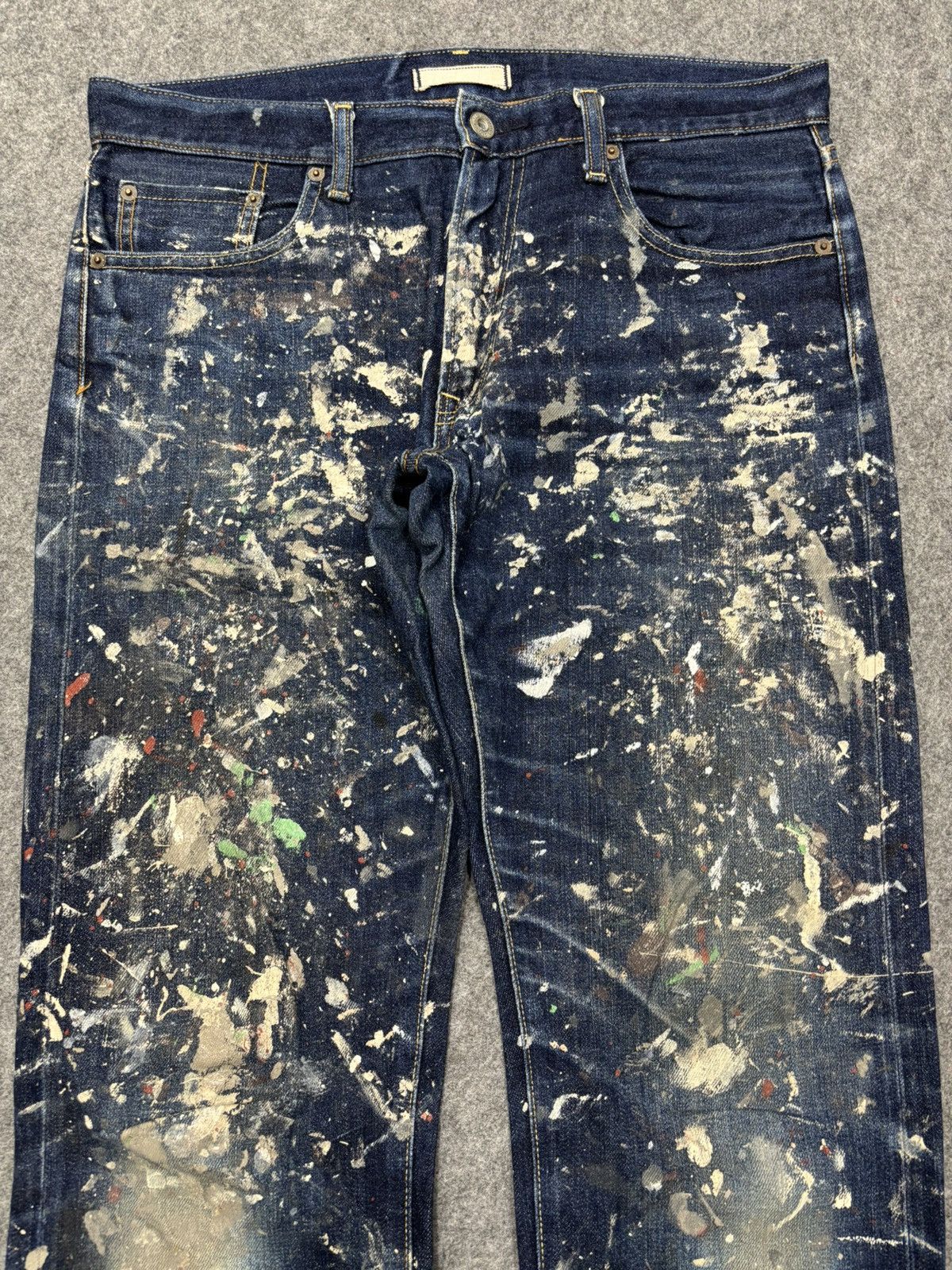 Japanese Brand 💥ART💥Uniqlo Japan Heavy Paint Splatter Selvedge Denim F673 Size US 34 / EU 50 - 8 Thumbnail