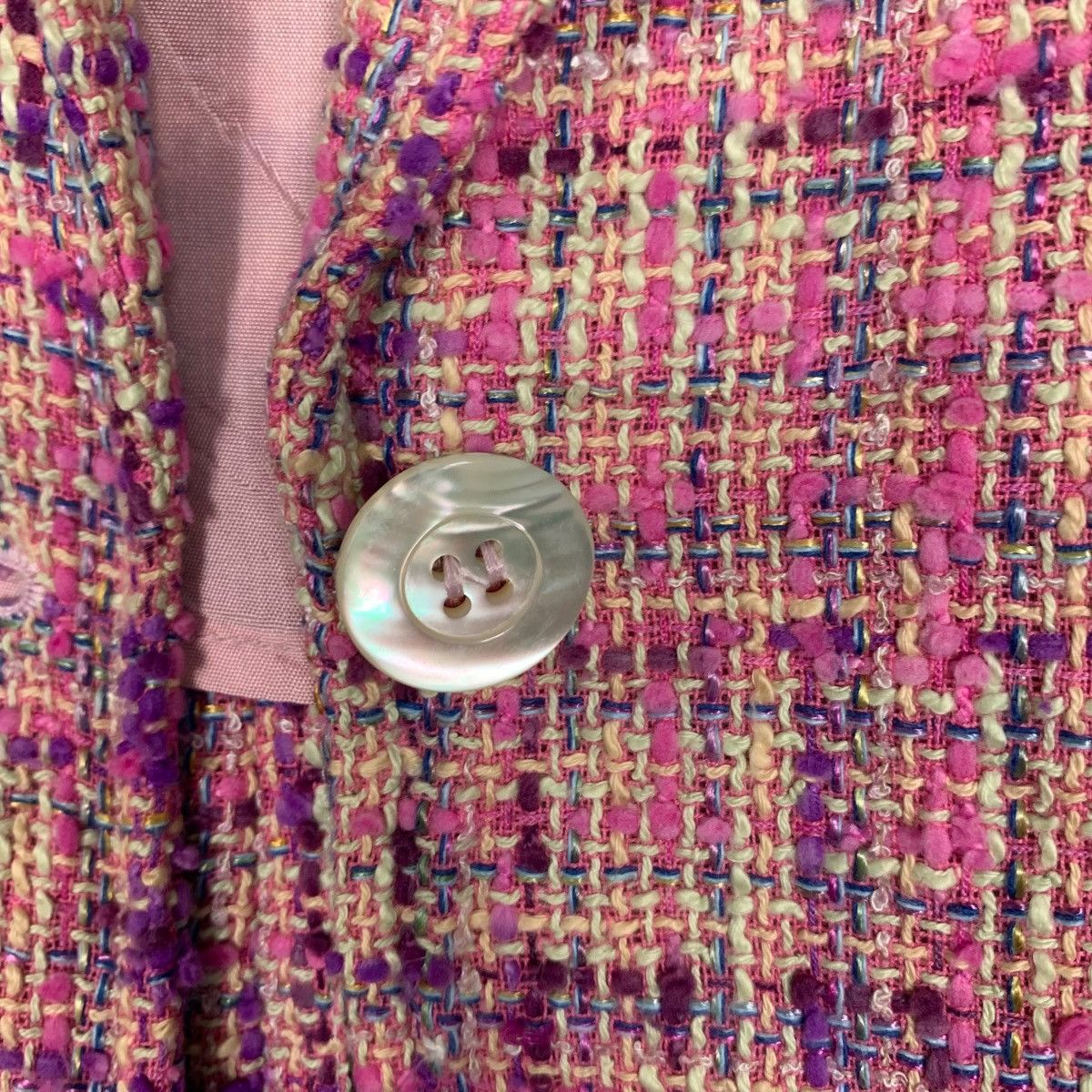 Vintage HERMILLE BOUTIQUE Pink Tweed Jacket #2747-C124 Size S / US 4 / IT 40 - 7 Thumbnail