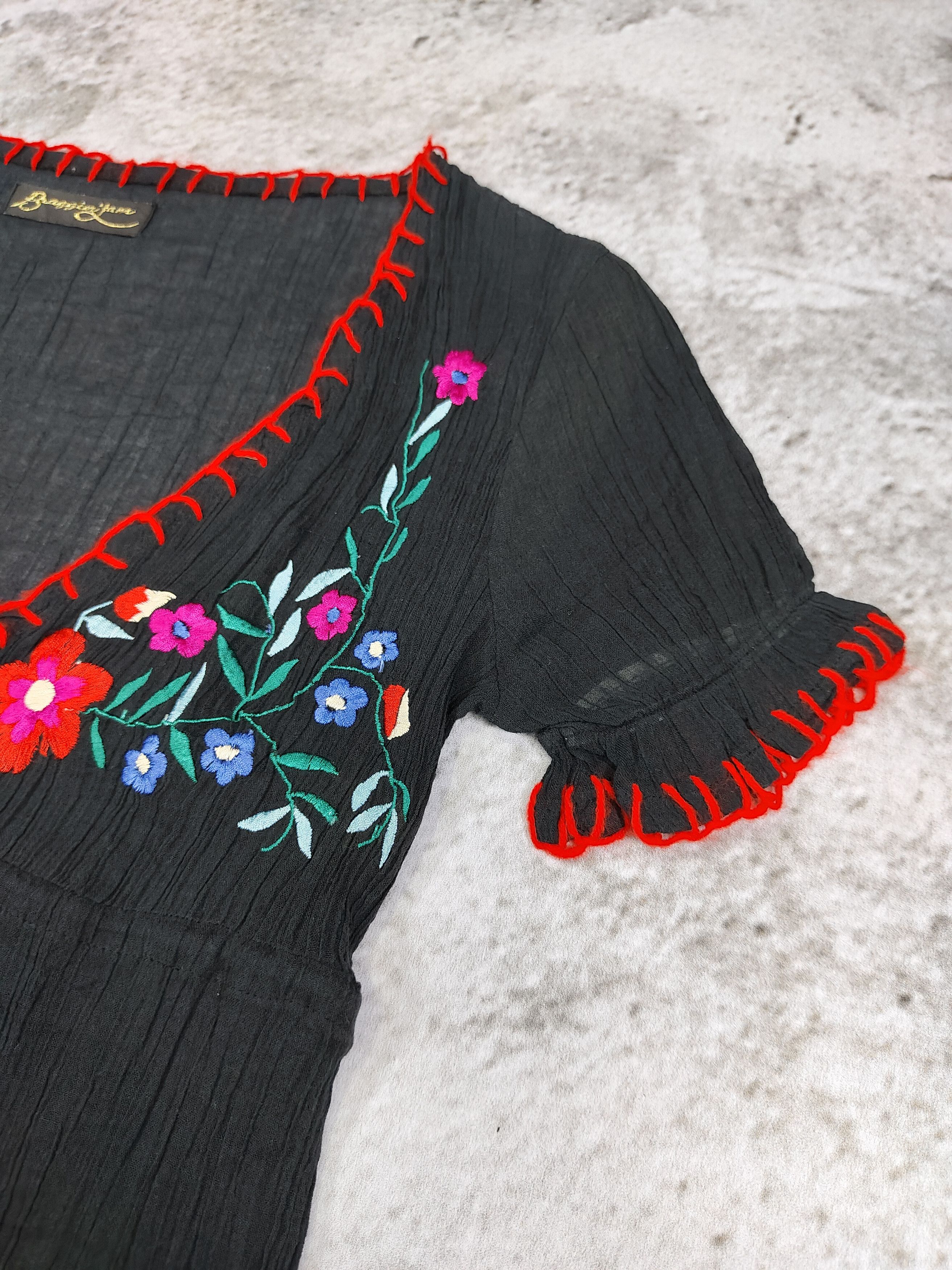 Japanese Brand 00s Braggin'Jam- Indie Hippie Floral Embroidery Red Stitch Size M / US 6-8 / IT 42-44 - 8 Thumbnail