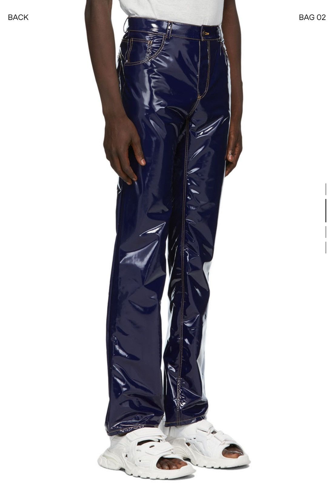 Ottolinger Navy Faux-Leather Trousers Size US 29 - 5 Thumbnail