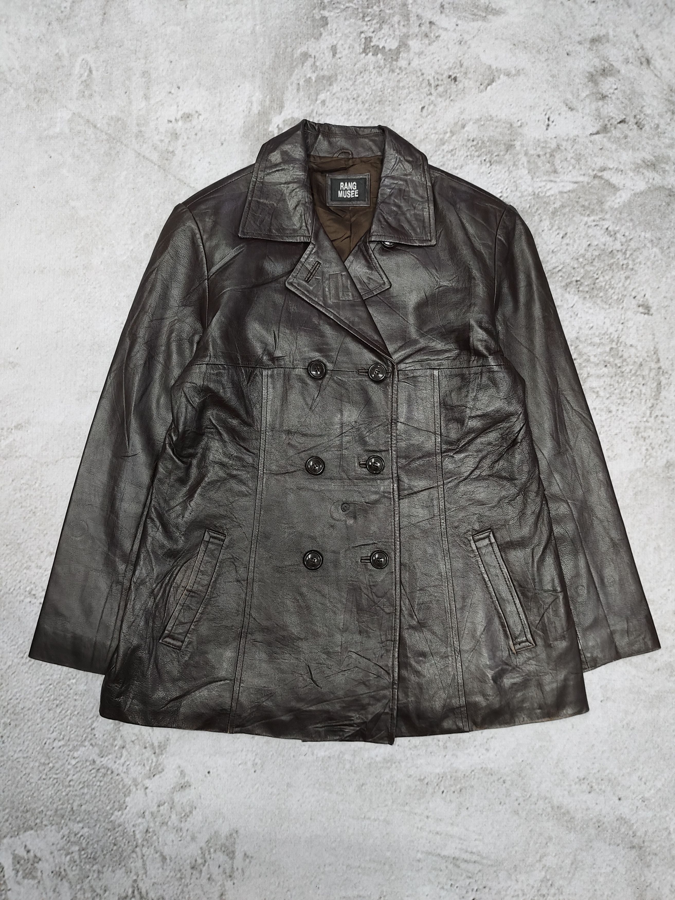 Japanese Brand 00s Rang Musee- Double Breasted Sheepskin Leather Peacoat Size L / US 10 / IT 46 - 4 Thumbnail