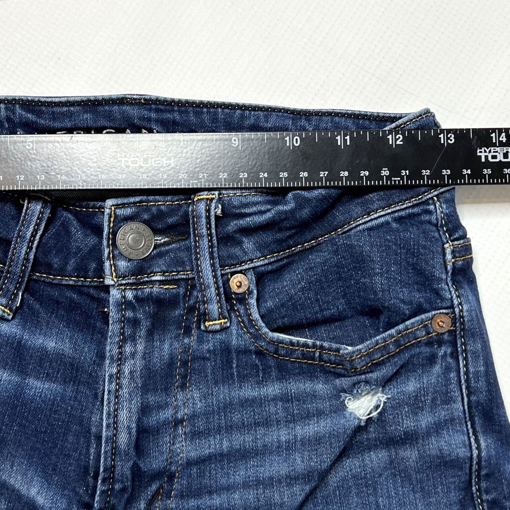 American Eagle Outfitters AE American Eagle Airflex Slim Jeans MEN’S 26x28 Dark Wash Ripped Blue Slim Fit 5-Pocket Denim Pocketed Belt Loops Boys Mens Girls Womens Size US 26 / EU 42 - 7 Thumbnail