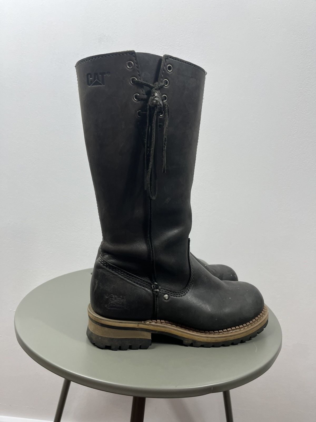 Caterpillar CAT black leather engineer boots rugged work style size 37 Size US 6 / IT 36 - 4 Thumbnail