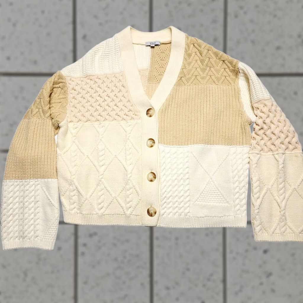 Rails Rails Reese V-Neck Cardigan Cream Patchwork Button-down Sweater Size Small Women Size S / US 4 / IT 40 - 1 Thumbnail