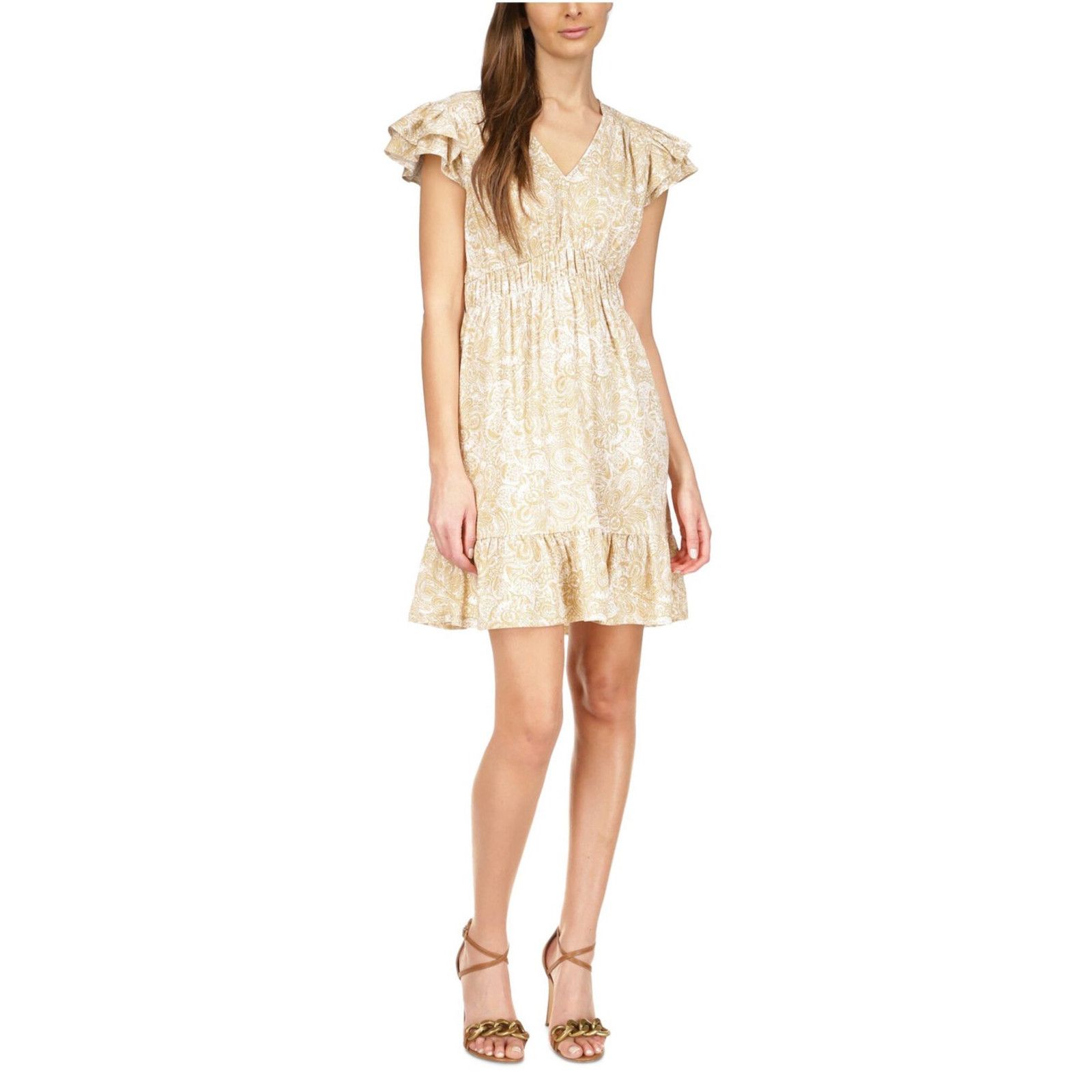 Michael Kors Michael Kors Women Beige Paisley Ruffle Mini Dress Size M Size M / US 6-8 / IT 42-44 - 1 Thumbnail