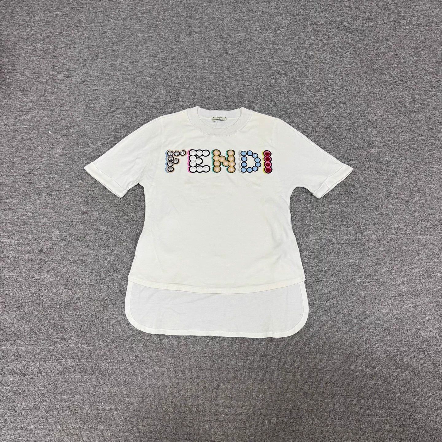 Fendi Fendi Studded Logo Knit Collar Short Tee 38 Size XS / US 0-2 / IT 36-38 - 1 Thumbnail