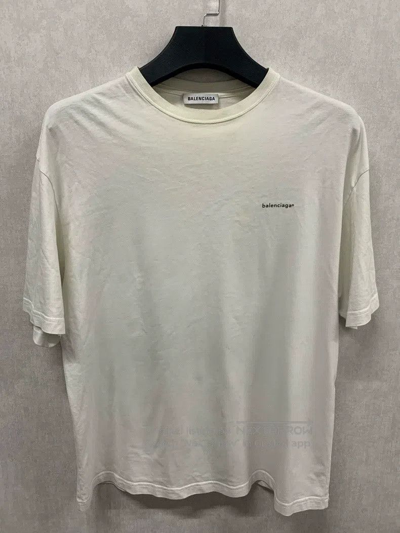 Balenciaga Balenciaga White Classic Small Printed Logo Mail Short Sle Size US S / EU 44-46 / 1 - 1 Thumbnail