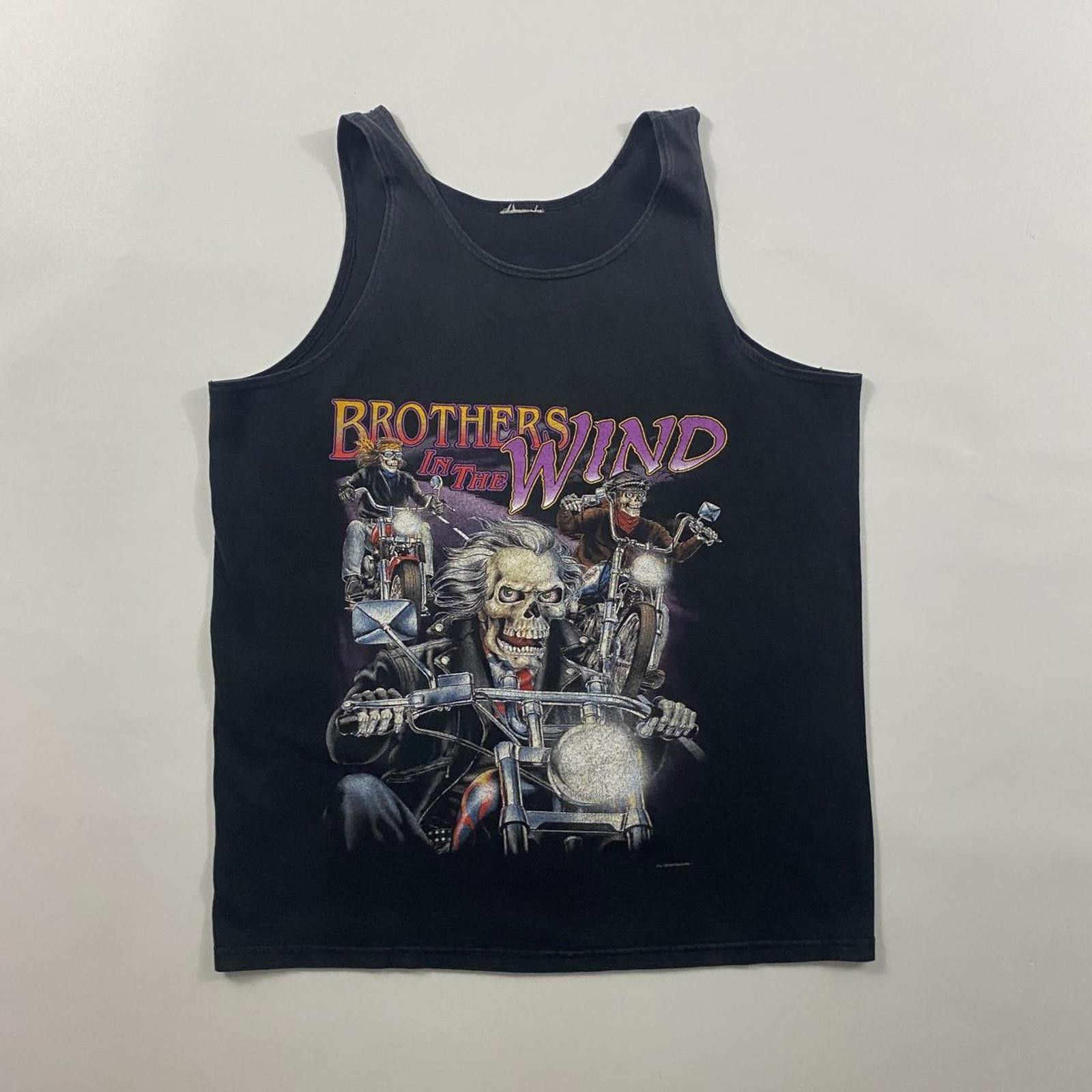 Vintage Vintage 90s Brothers In The Wild Skull Biker Tank Top Size US L / EU 52-54 / 3 - 1 Thumbnail