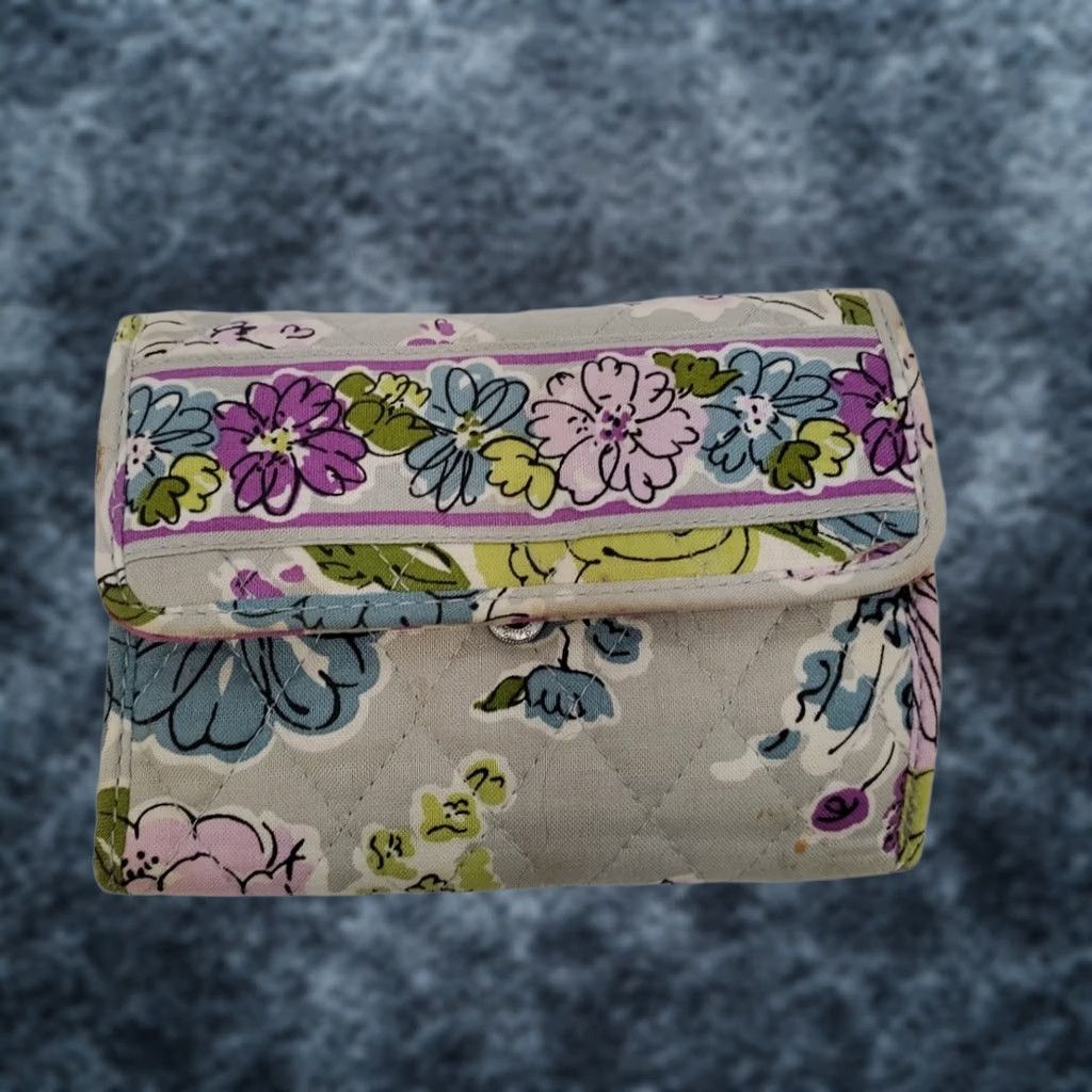 Vera Bradley Vera Bradley Trifold Wallet Watercolor Floral Cotton Quilted 3 Compartment Plus ID Slot Coin Purse Zip Wallet Womens Size ONE SIZE - 1 Thumbnail