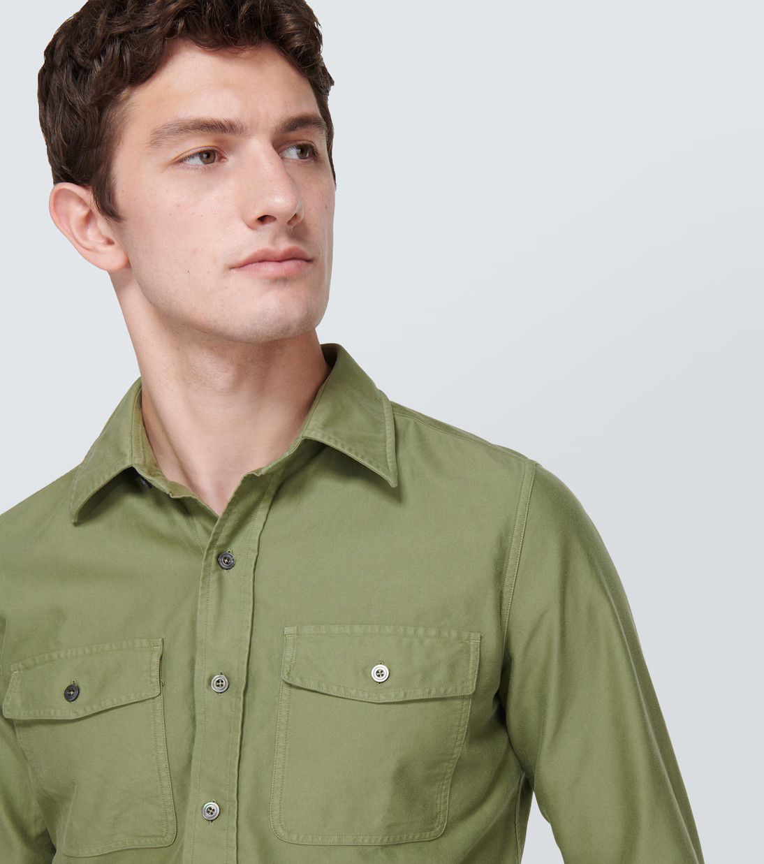 Tom Ford o1y0425 Solid Color Shirt in Green Size US M / EU 48-50 / 2 - 2 Thumbnail