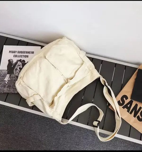 Handmade Simple Cool Many Pockets Canvas Shoulder Bag🔥🔥🔥 Size ONE SIZE - 2 Thumbnail
