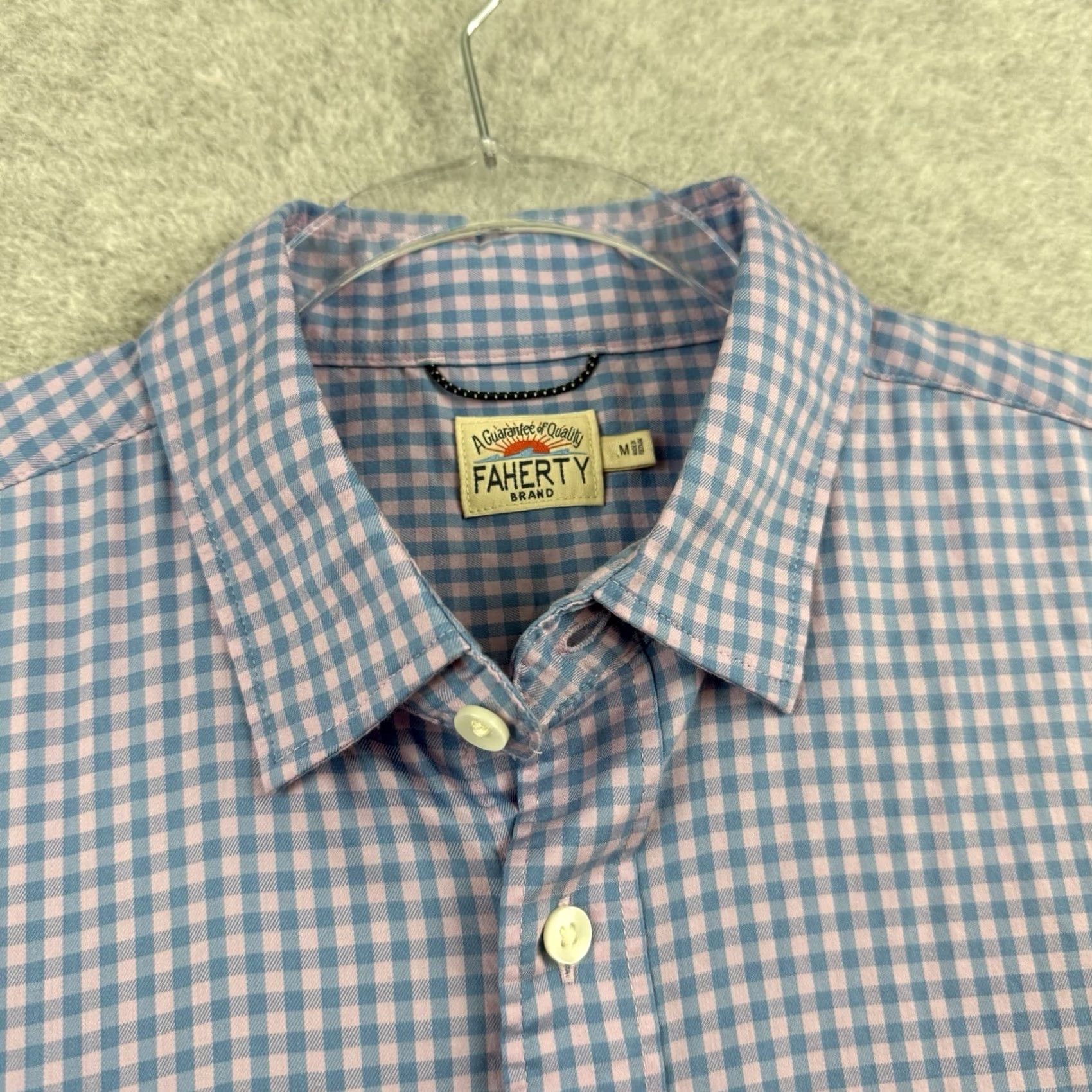 Faherty Faherty Movement Shirt Mens Medium Pink Blue Gingham Button Down Size US M / EU 48-50 / 2 - 2 Thumbnail