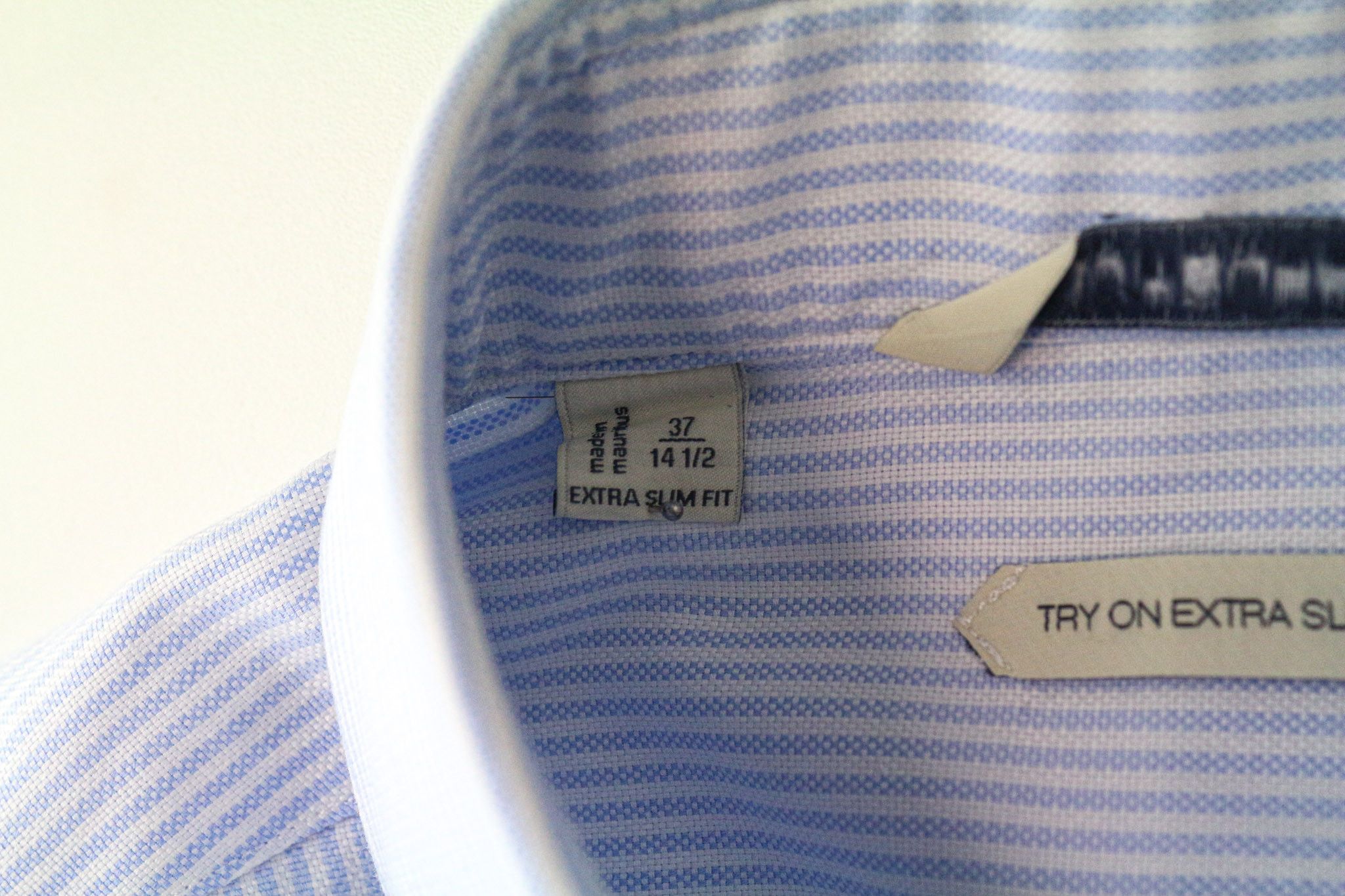 Suitsupply 37/14 1/2 Extra Slim Blue Cotton Stripes Shirt 76365 Size 38R - 5 Thumbnail