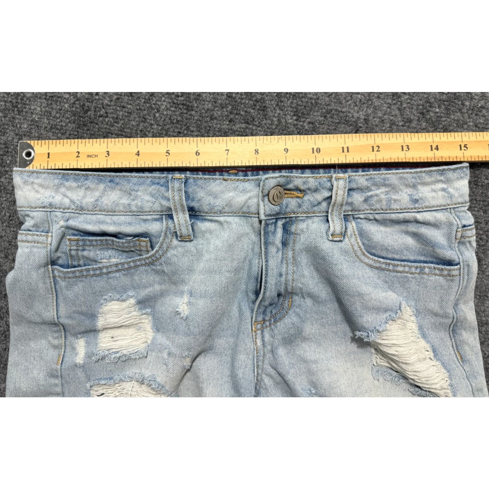 Vintage Cello Jean Shorts Women's Size S Light Blue Distressed Ripped Cuffed 29×2.5 Size 29" - 4 Thumbnail