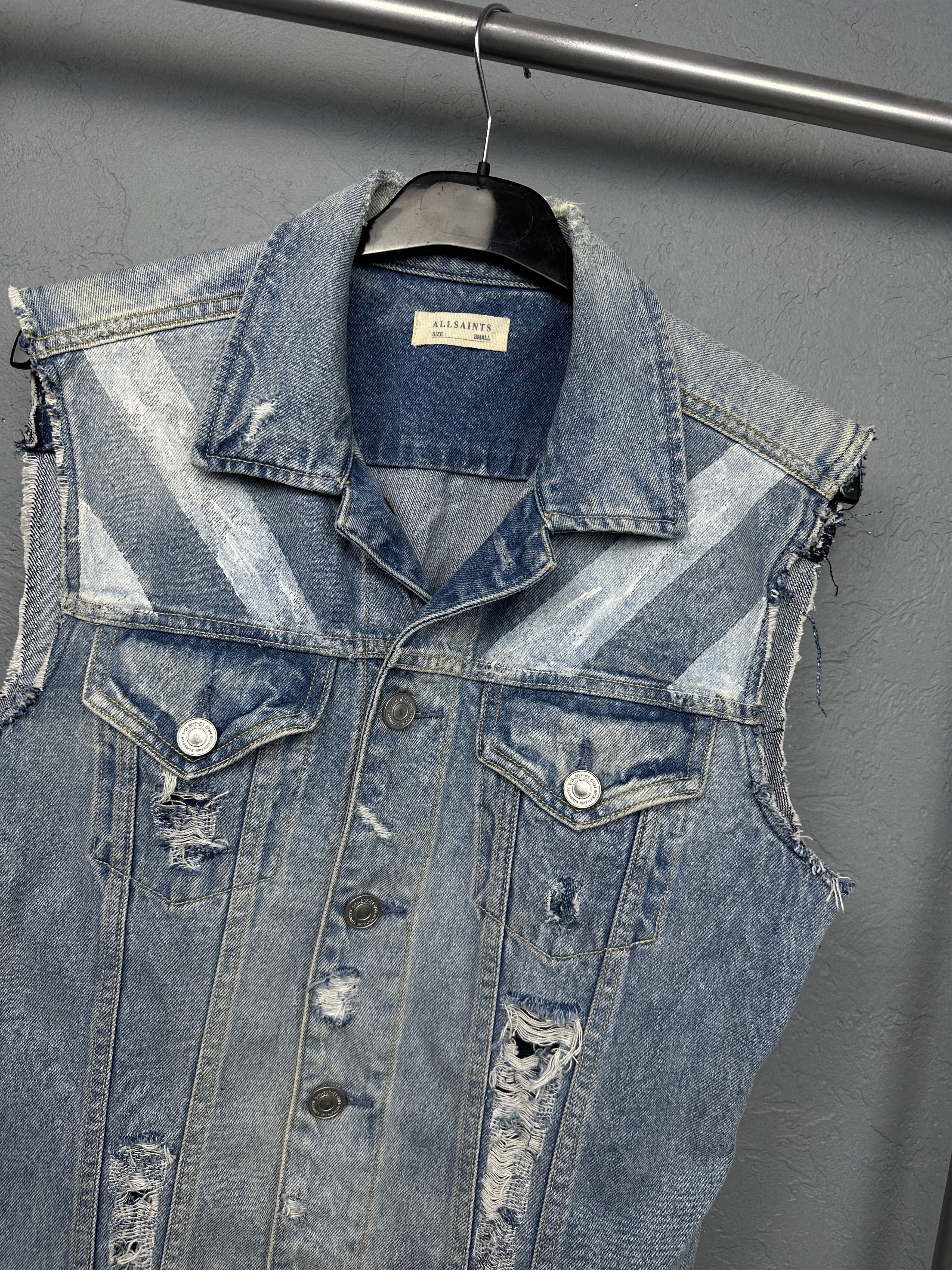 Allsaints Allsaints Mens Dustout Denim Vest Custom Size US S / EU 44-46 / 1 - 5 Thumbnail