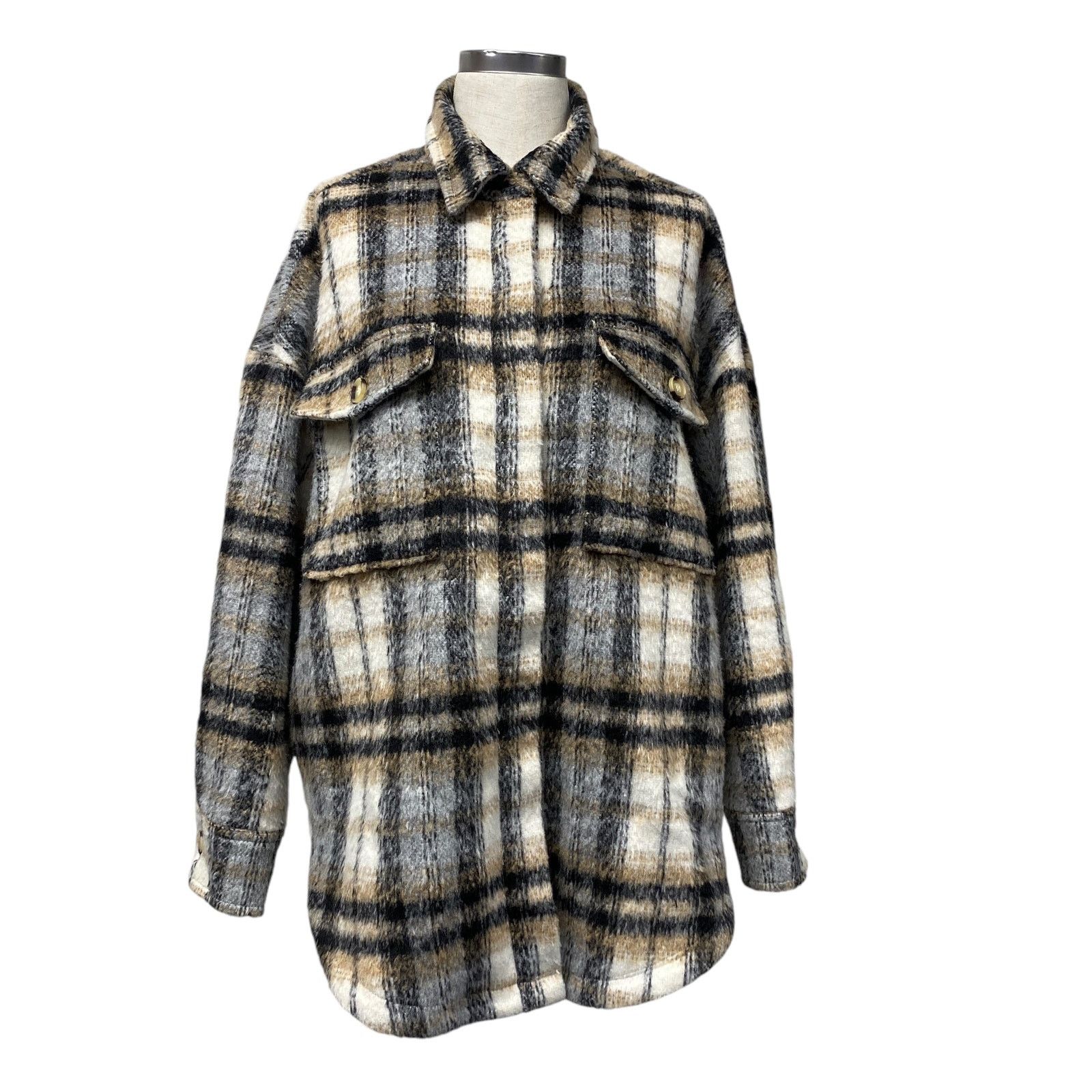 Good American Good American Plaid Oversized Boyfriend Shaket Size M / US 6-8 / IT 42-44 - 1 Thumbnail