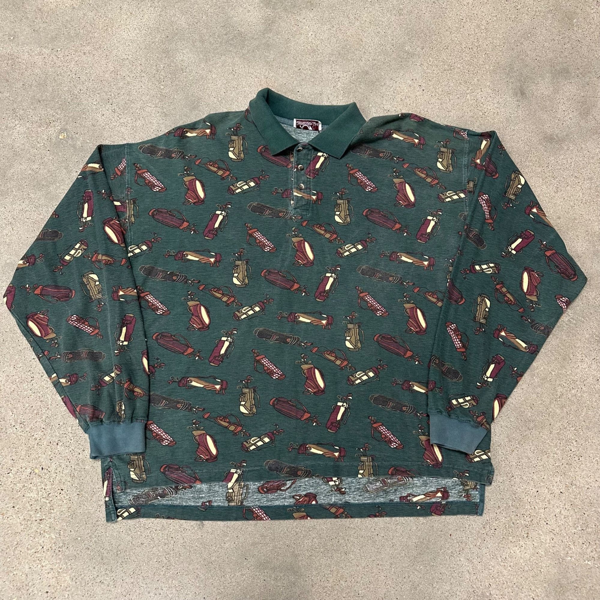 Vintage Vintage 90s Golf All Over Print Polo Collared Shirt Size US XL / EU 56 / 4 - 1 Thumbnail