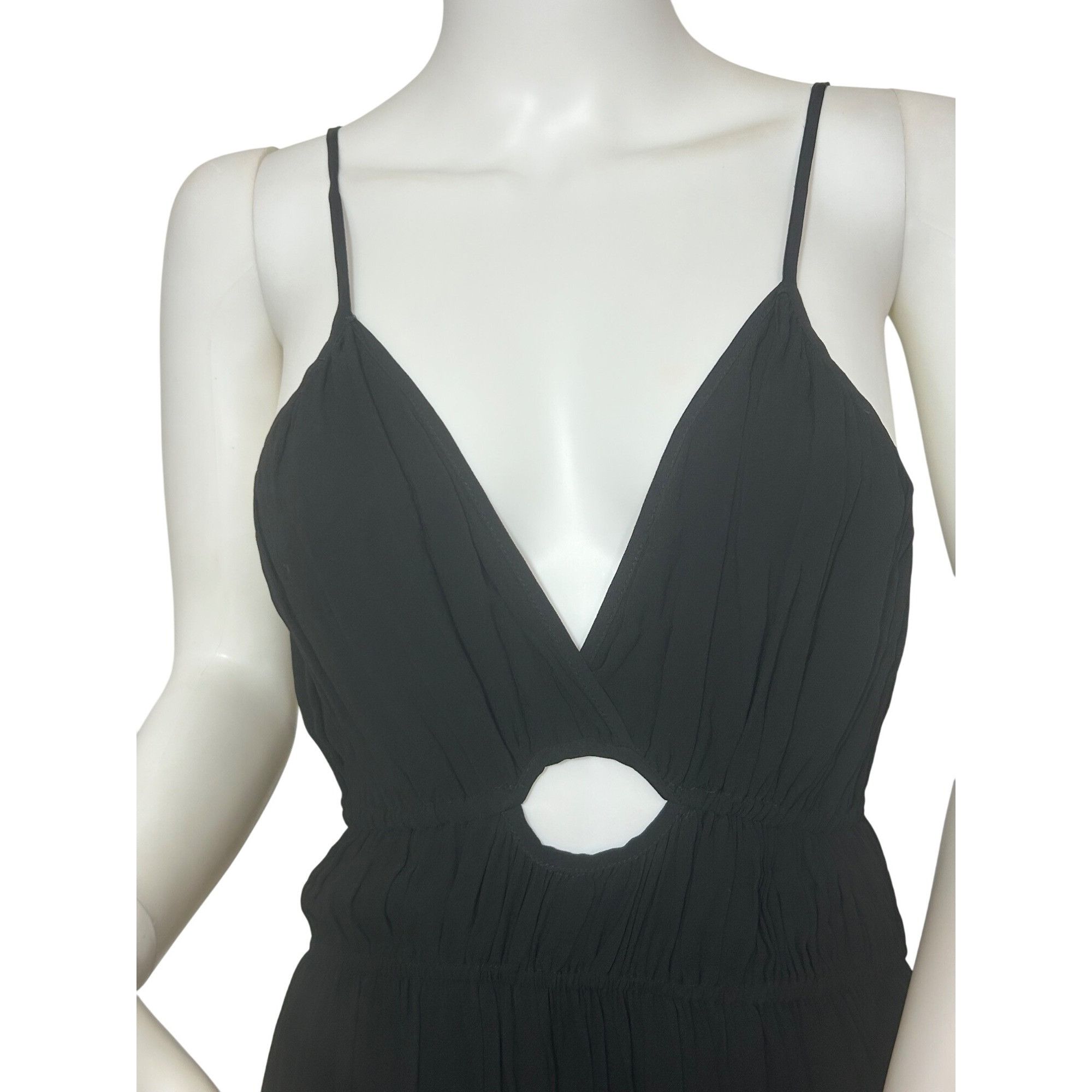 Young Fabulous & Broke YFB Dress M Black Maxi Tiered Ruched Straps Party Cocktail V Size M / US 6-8 / IT 42-44 - 5 Thumbnail