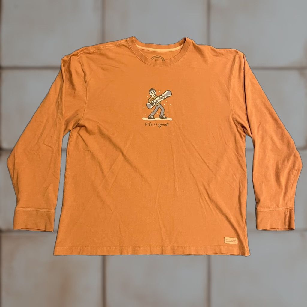 Life is Good Life is Good Shirt Mens XL Orange Long Sleeve Graphic Print Crew Neck Size US XL / EU 56 / 4 - 1 Thumbnail
