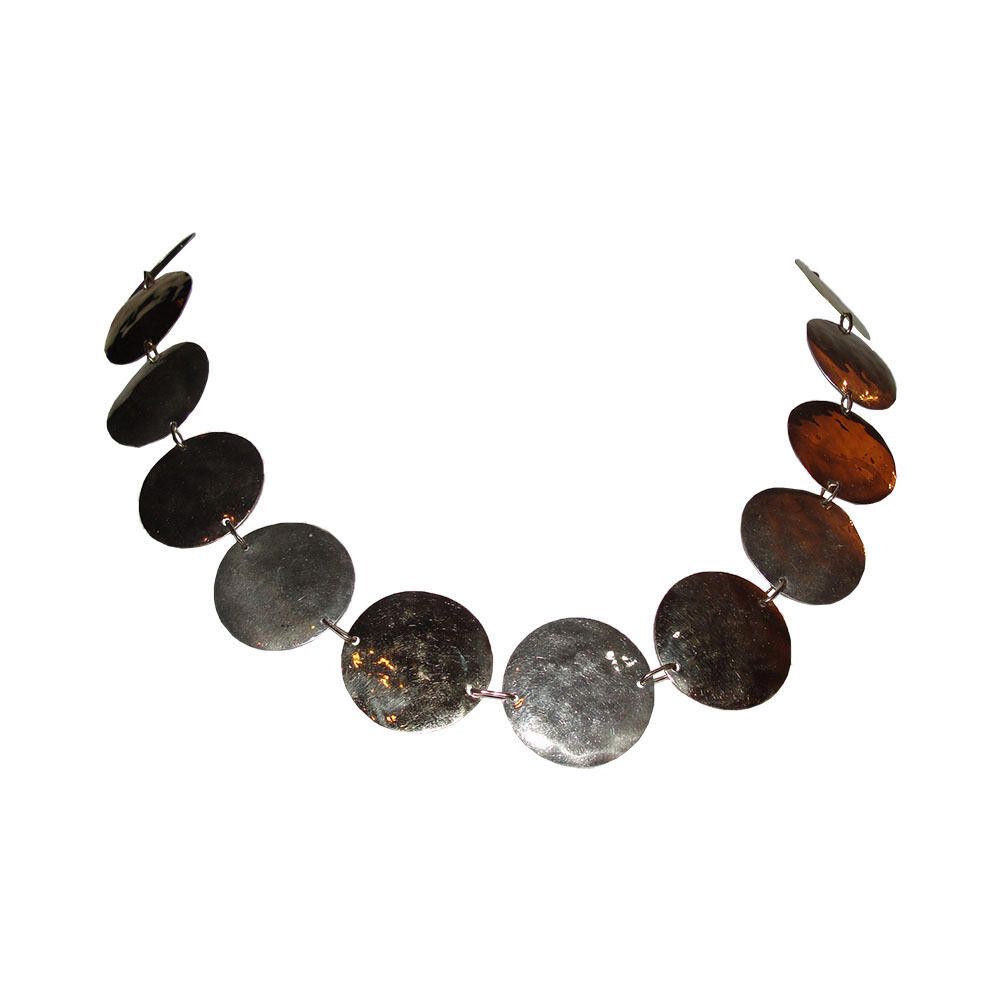 Designer Sterling and 12 kt Gold Filled Hammered Disc Coin Necklace Size ONE SIZE - 2 Thumbnail