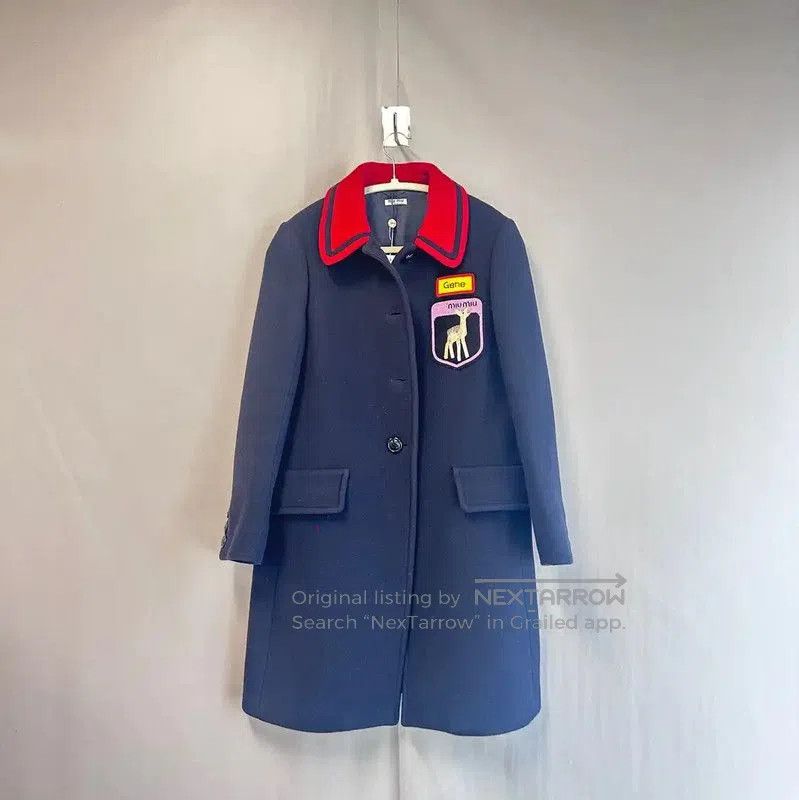 Miu Miu Miu Miu Navy Wool Women's Coat . Size L / US 10 / IT 46 - 1 Thumbnail