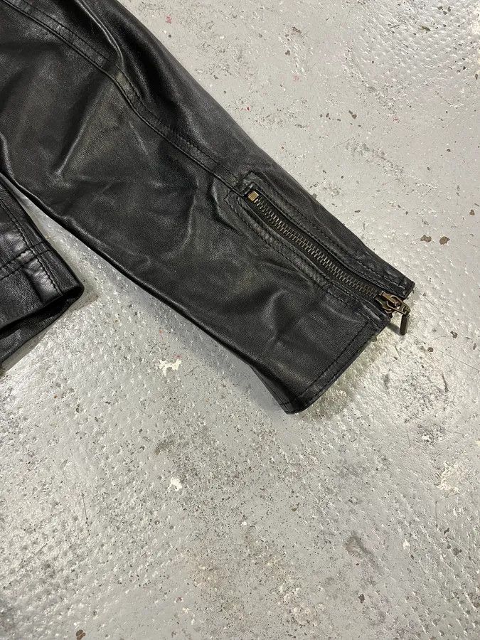 Vintage 2000s Plein Sud Lace Up Biker Black Leather Jacket Size S / US 4 / IT 40 - 9 Thumbnail