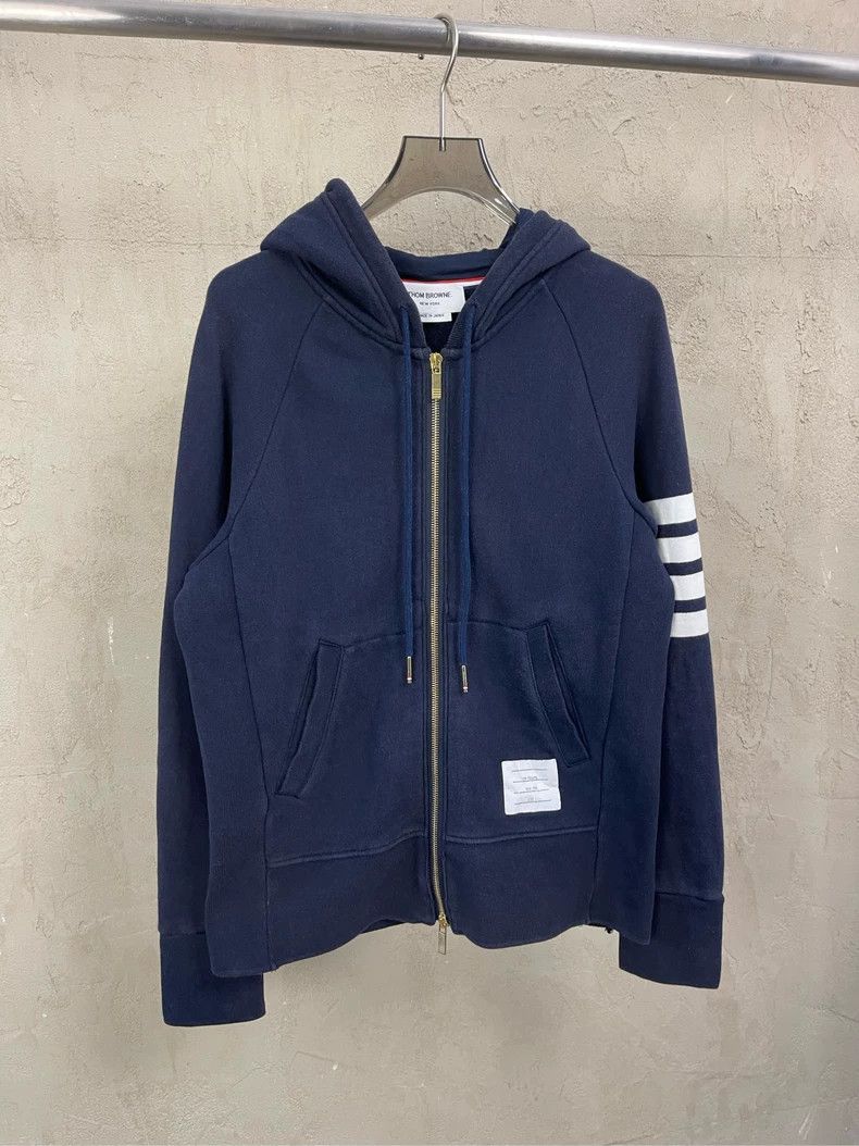 Thom Browne Thom browne Dark blue four-striped zipper jacket hoodie jac Size US M / EU 48-50 / 2 - 1 Thumbnail