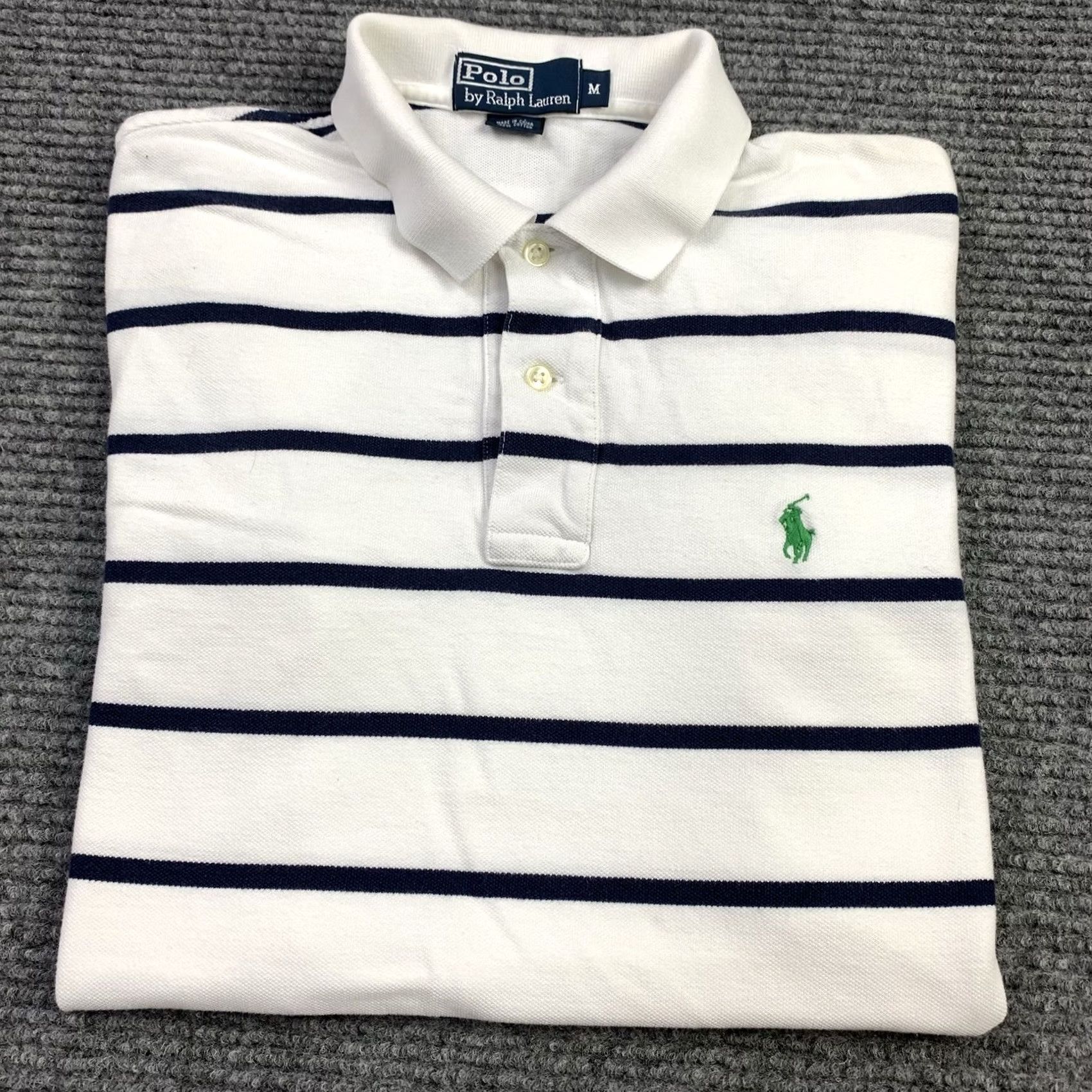 Polo Ralph Lauren Polo Ralph Lauren Polo Shirt Striped Short Sleeve Embroidered Pony White With Blue Stripes Mens M Size US M / EU 48-50 / 2 - 7 Thumbnail