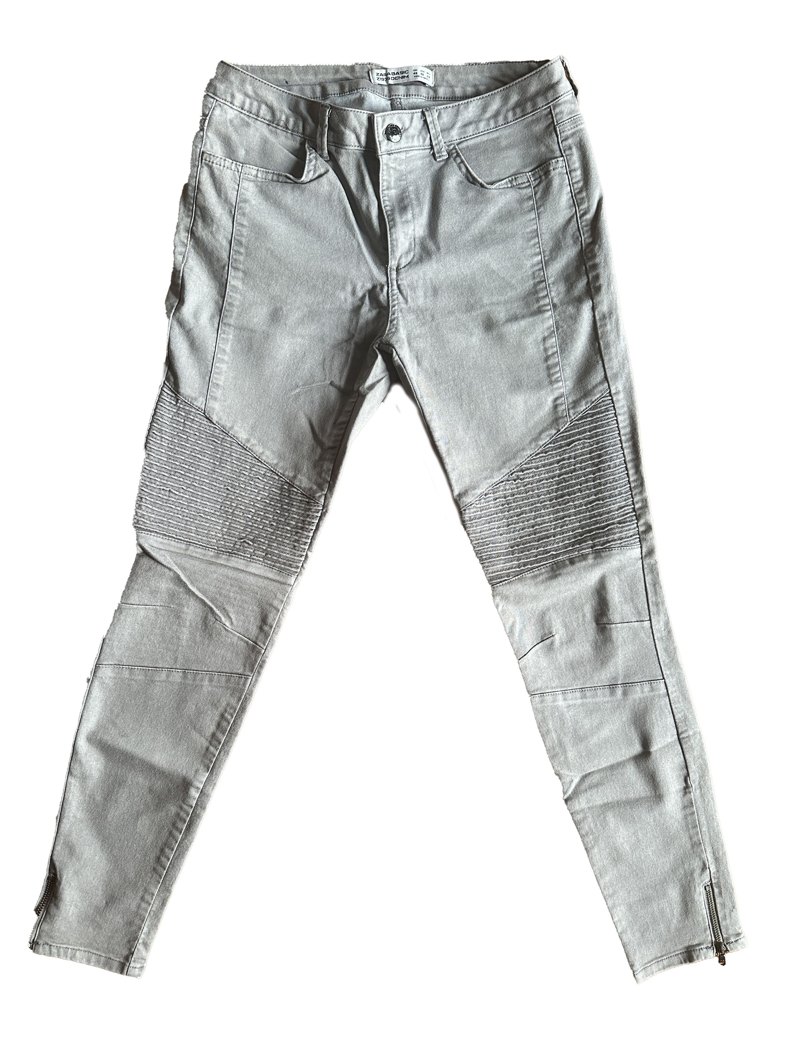 Zara Zara Gray denim skinny jeans w/distressed rigid knee & zips Size 30" / US 8 / IT 44 - 1 Thumbnail