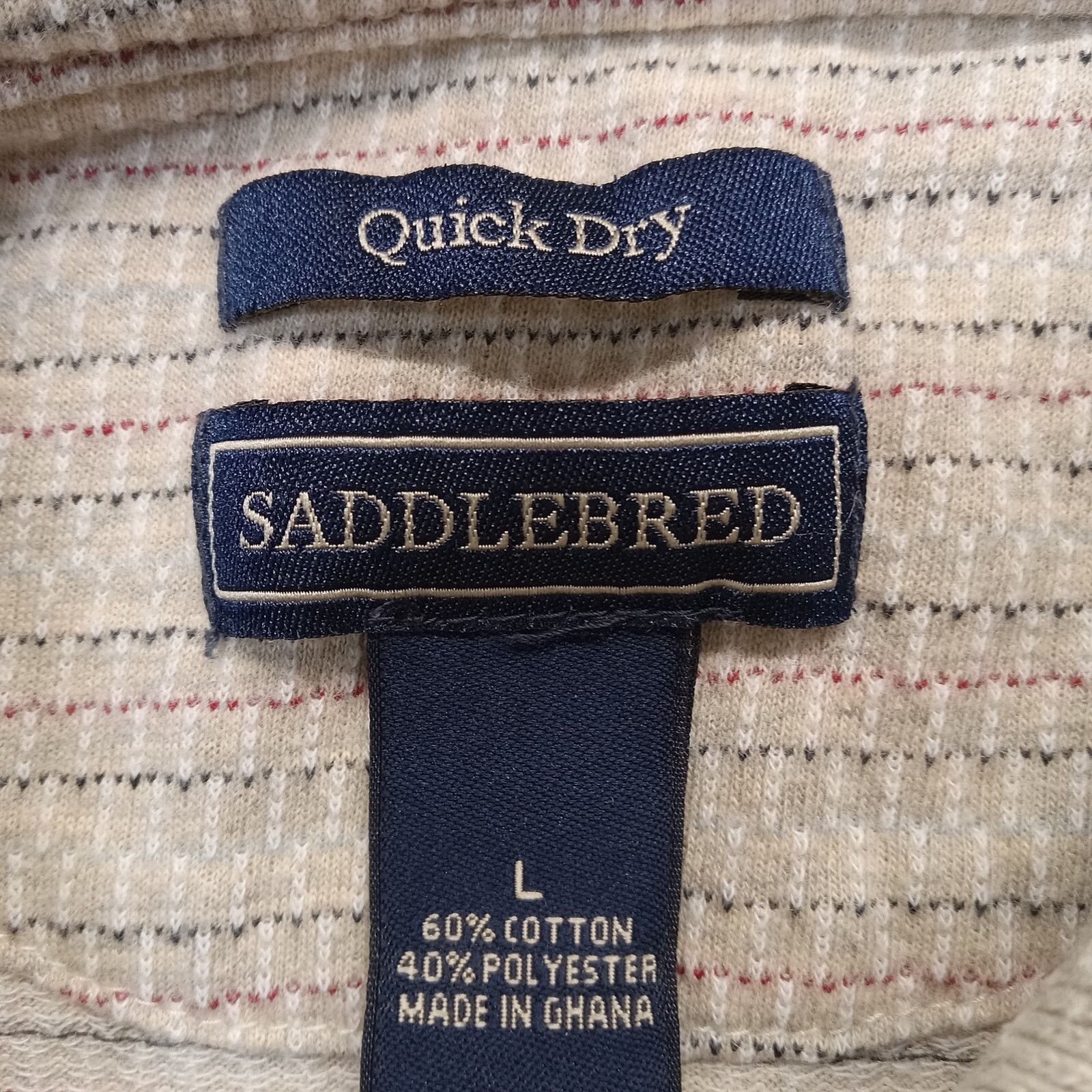 Saddlebred Saddlebred Quick Dry Polo Shirt L Short Sleeve Beige Stripe Size US L / EU 52-54 / 3 - 4 Thumbnail